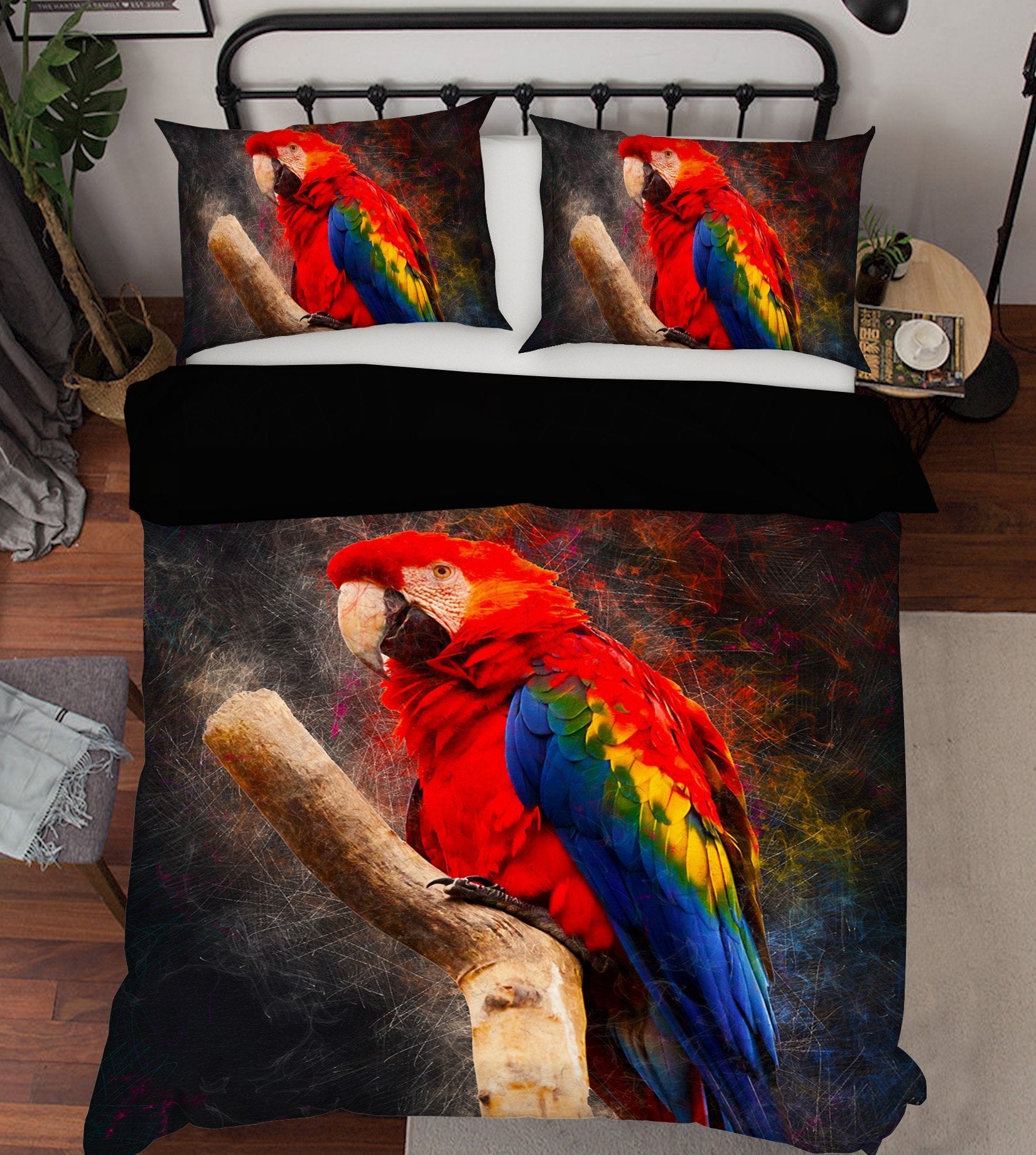 3D Colorful Parrot 1919 Bed Pillowcases Quilt Quiet Covers AJ Creativity Home 