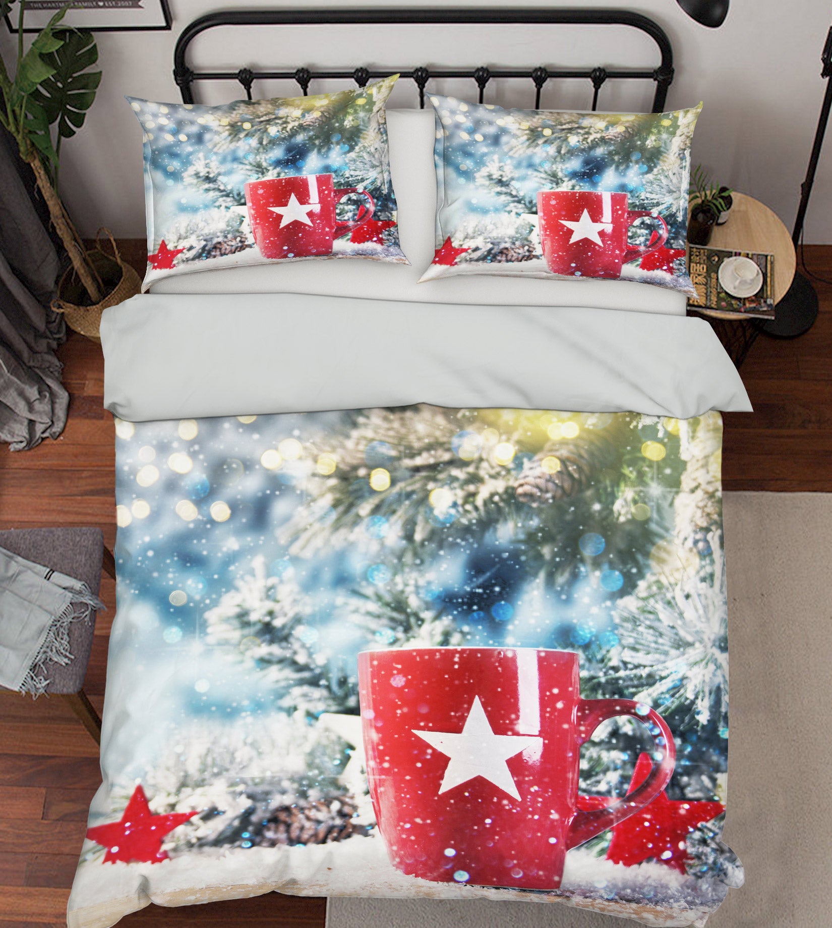 3D Red Water Glass 52147 Christmas Quilt Duvet Cover Xmas Bed Pillowcases