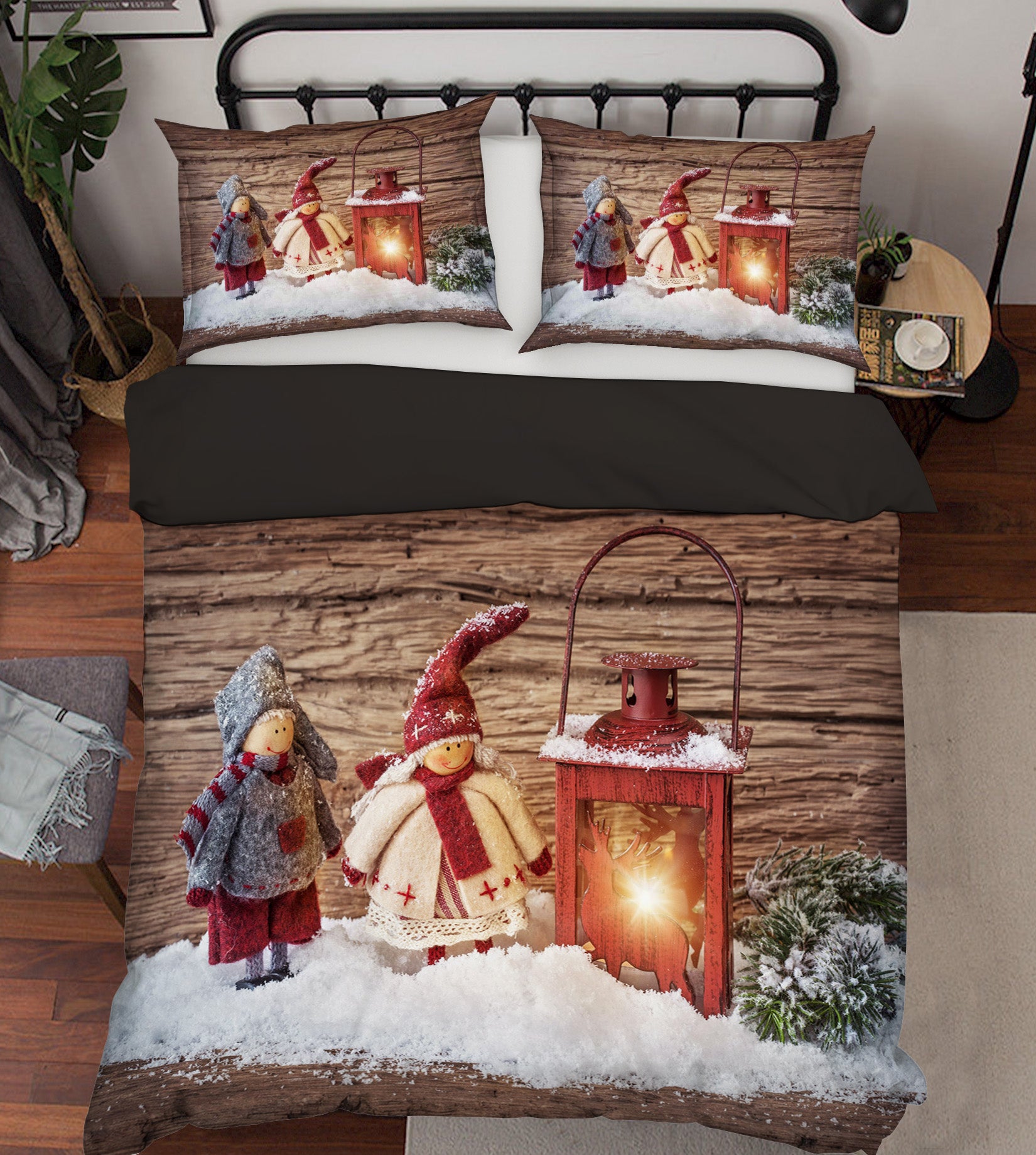 3D Snow Doll Candle 31105 Christmas Quilt Duvet Cover Xmas Bed Pillowcases