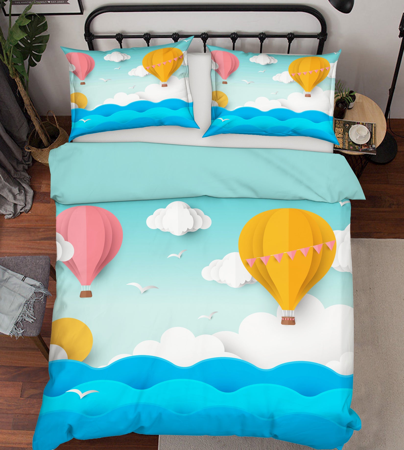 3D Sky Hot Air Balloon 67170 Bed Pillowcases Quilt