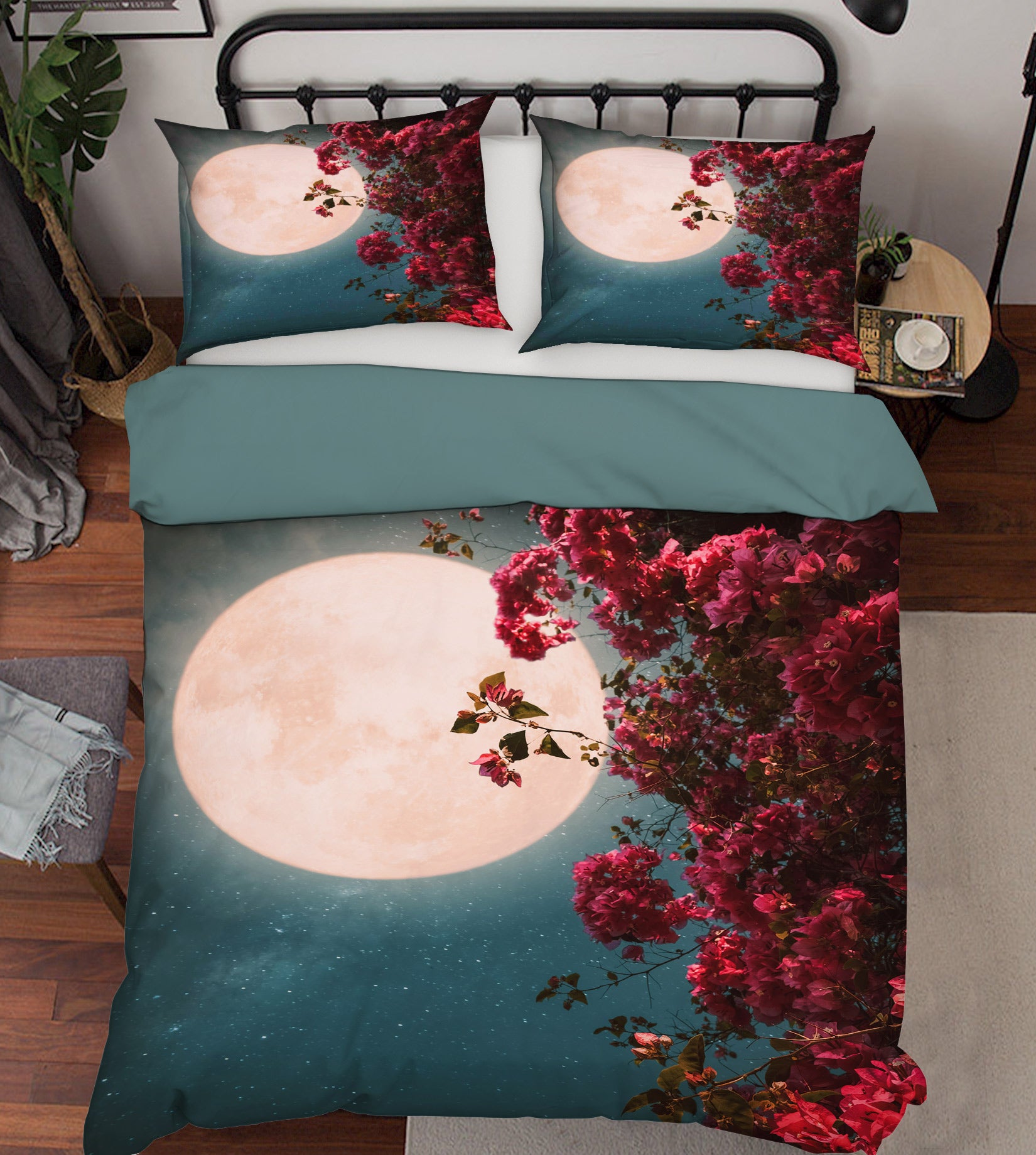 3D Moon Flower Branch 67123 Bed Pillowcases Quilt