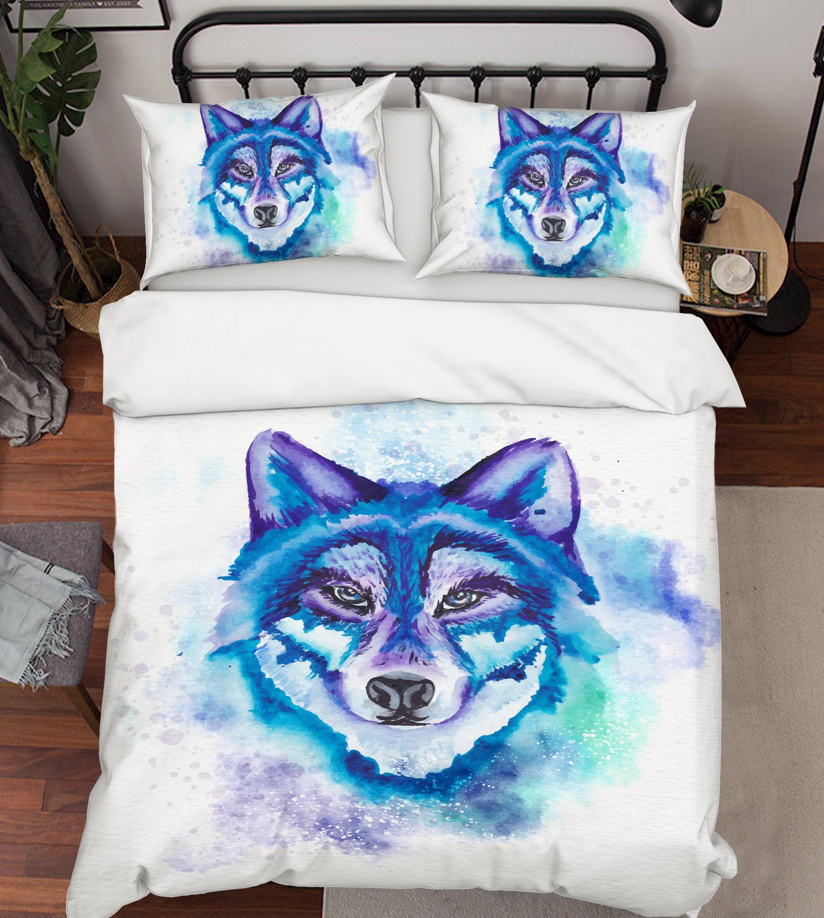 3D Blue Wolf 67017 Bed Pillowcases Quilt