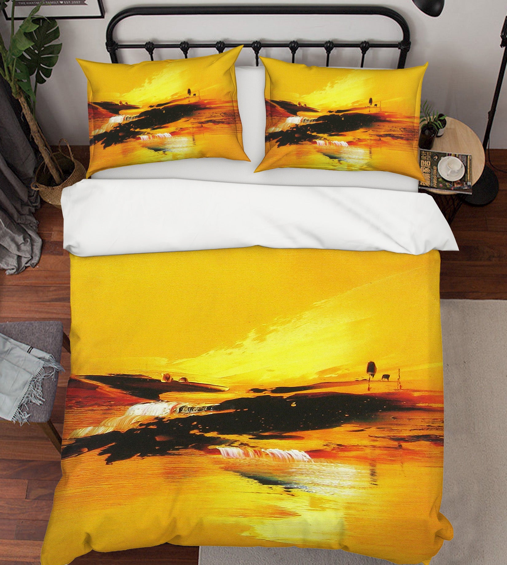 3D Yellow Painting 081 Bed Pillowcases Quilt