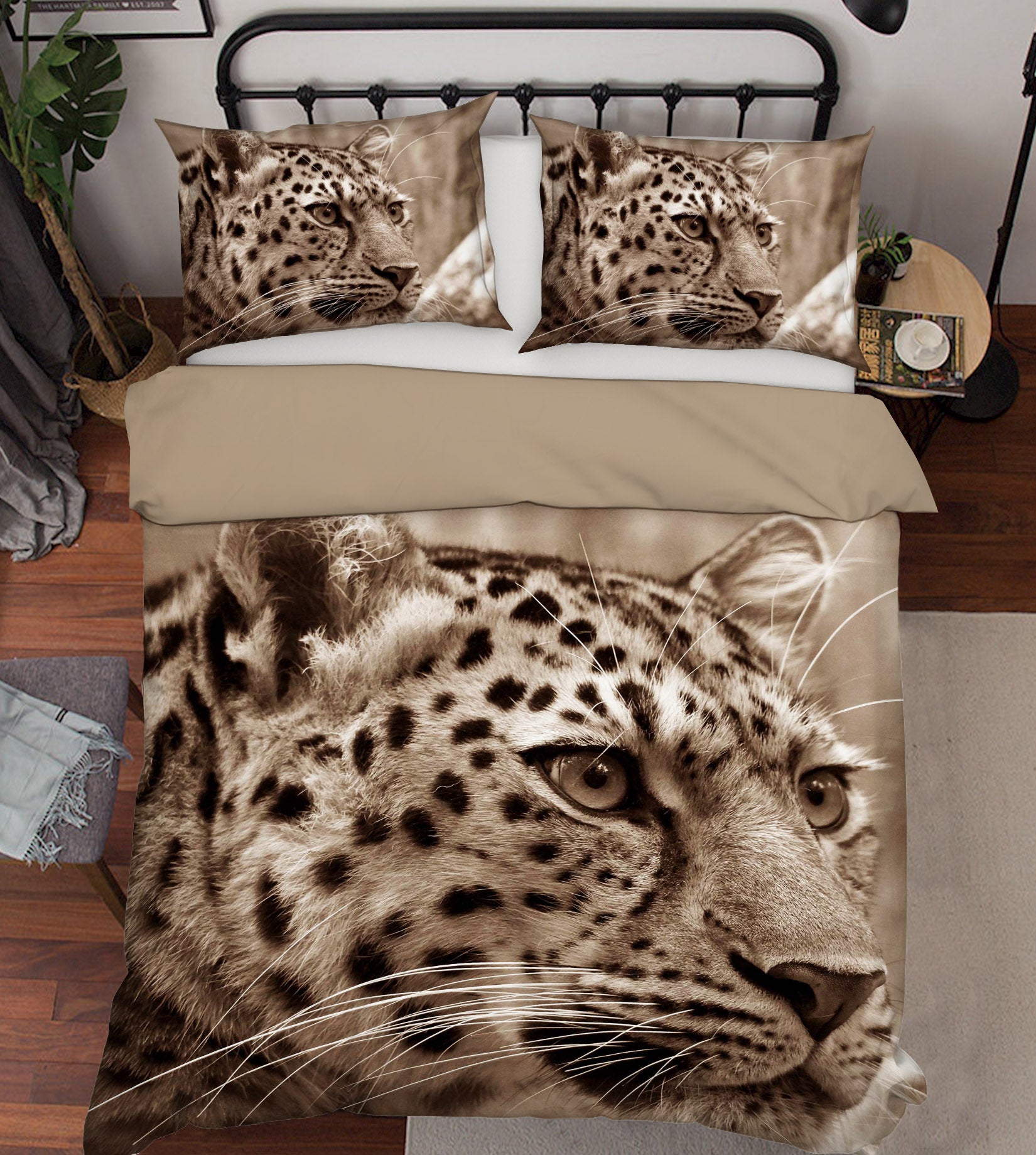 3D Grey Leopard 006 Bed Pillowcases Quilt