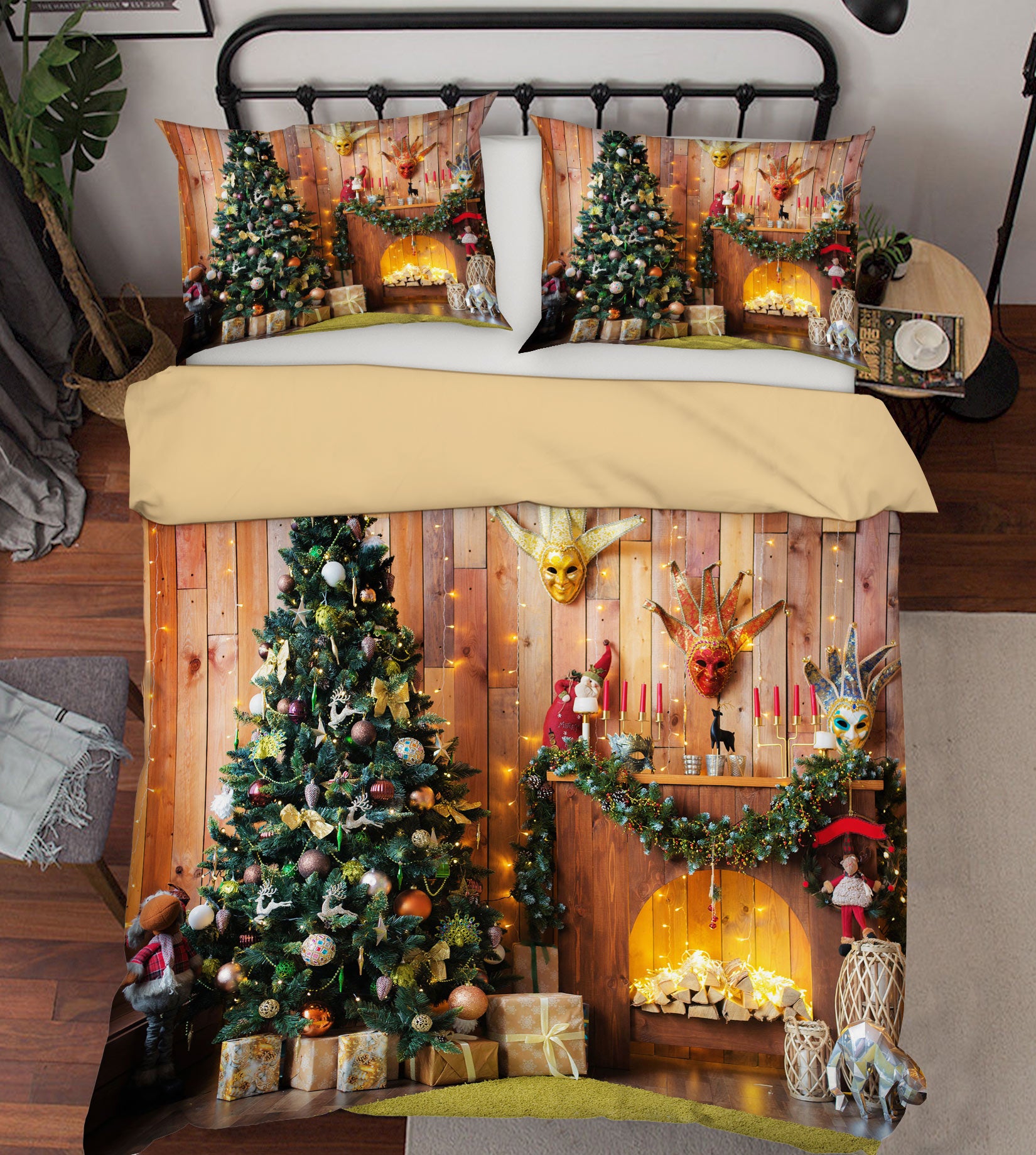 3D Tree Fireplace 52177 Christmas Quilt Duvet Cover Xmas Bed Pillowcases