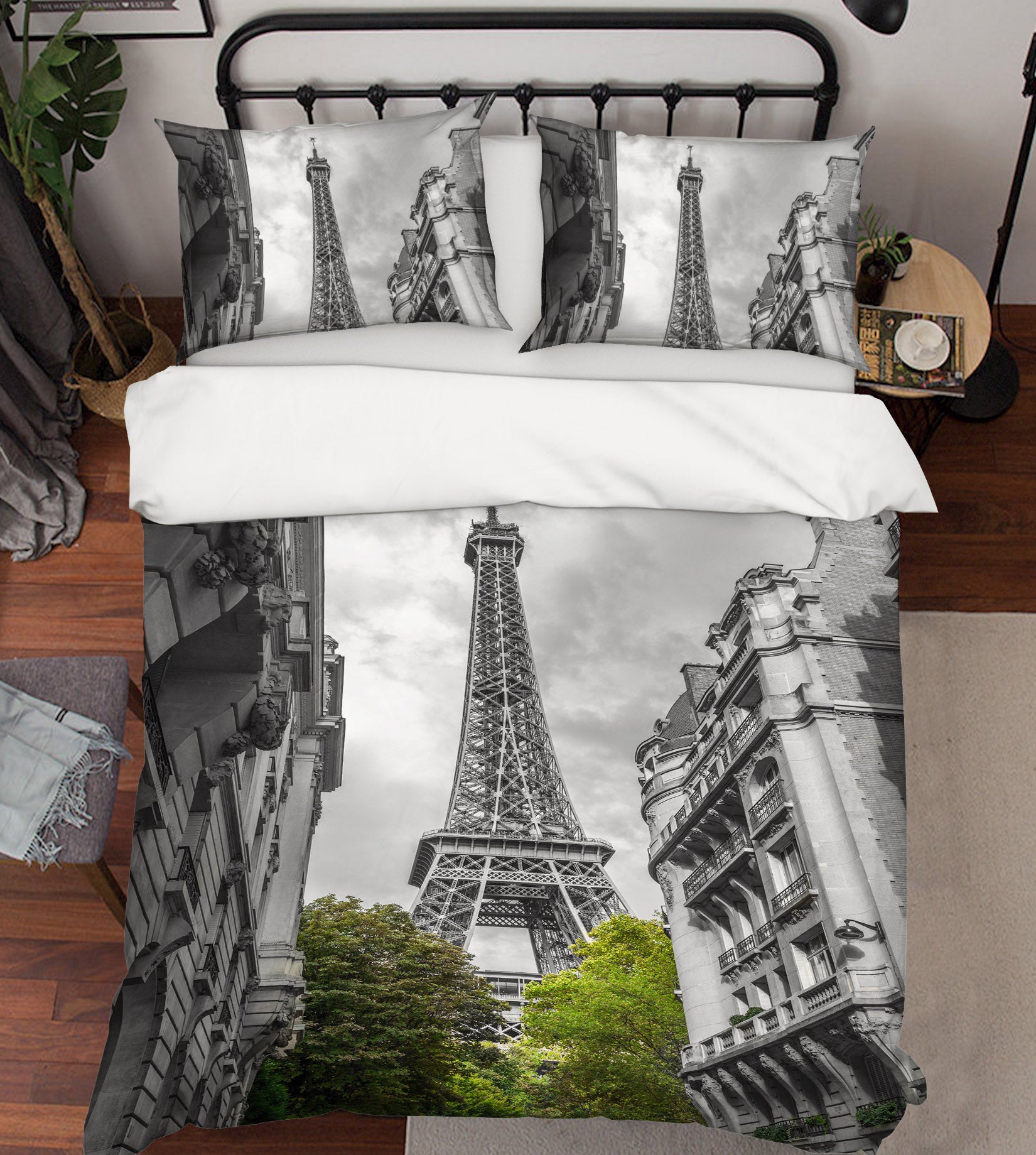 3D Grey Eiffel Tower 8613 Assaf Frank Bedding Bed Pillowcases Quilt