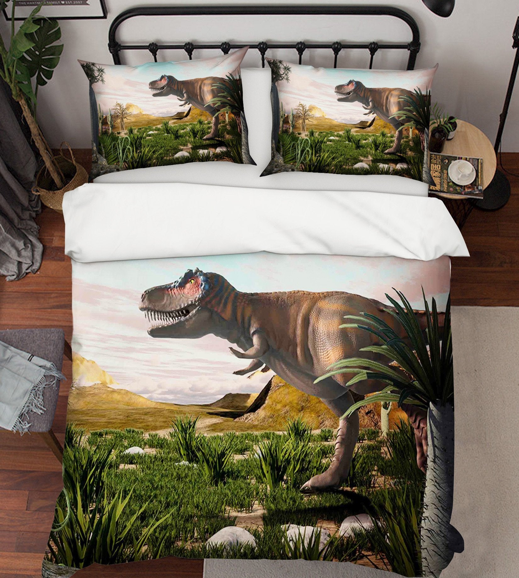 3D Cactus Tyranosaur 093 Bed Pillowcases Quilt Wallpaper AJ Wallpaper 