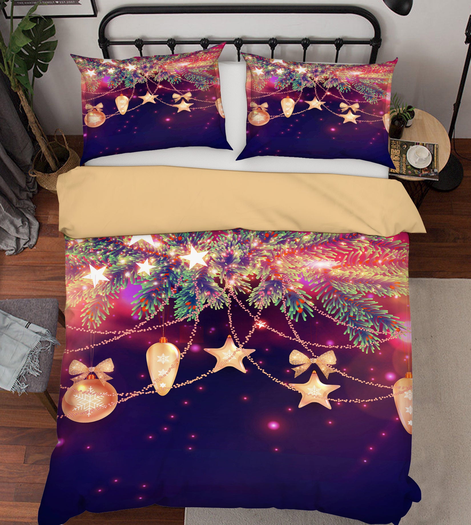 3D Star String Lights 52144 Christmas Quilt Duvet Cover Xmas Bed Pillowcases