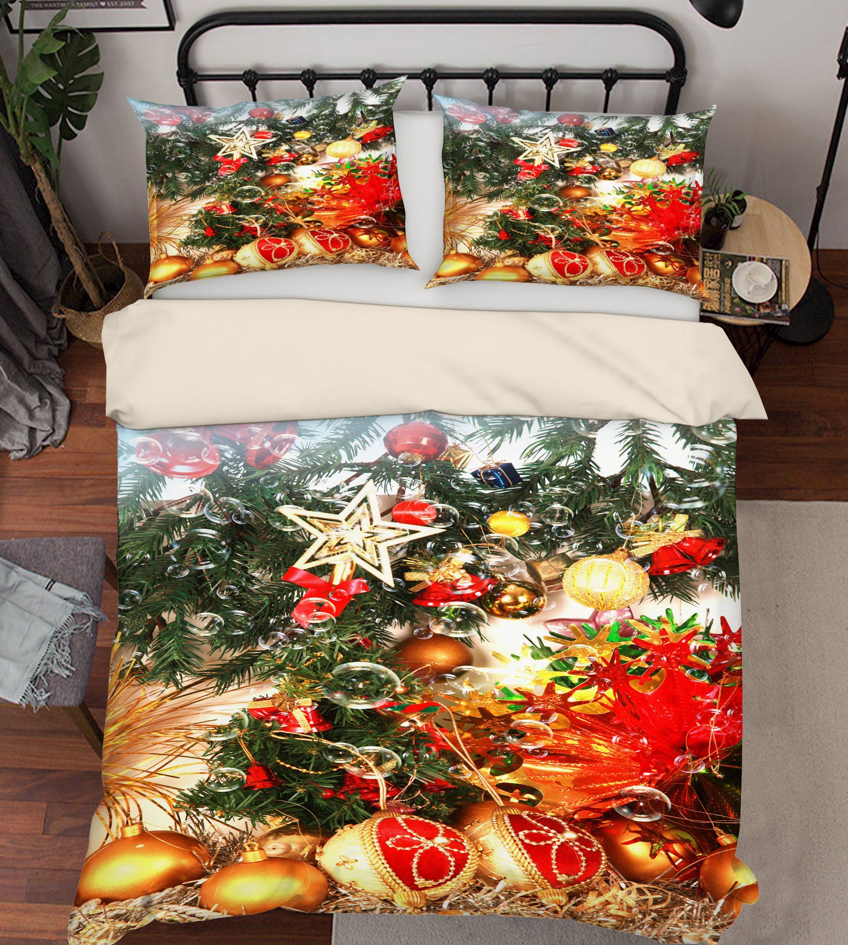 3D Golden Pendant 52134 Christmas Quilt Duvet Cover Xmas Bed Pillowcases