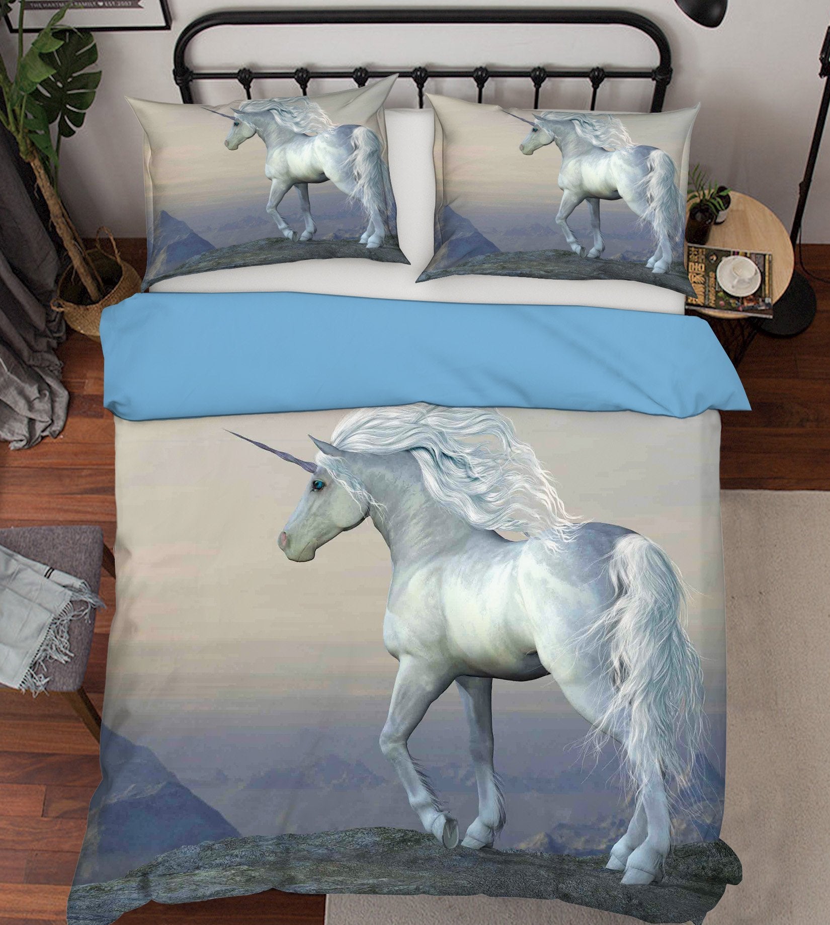 3D Cliff Edge Unicorn 018 Bed Pillowcases Quilt Wallpaper AJ Wallpaper 