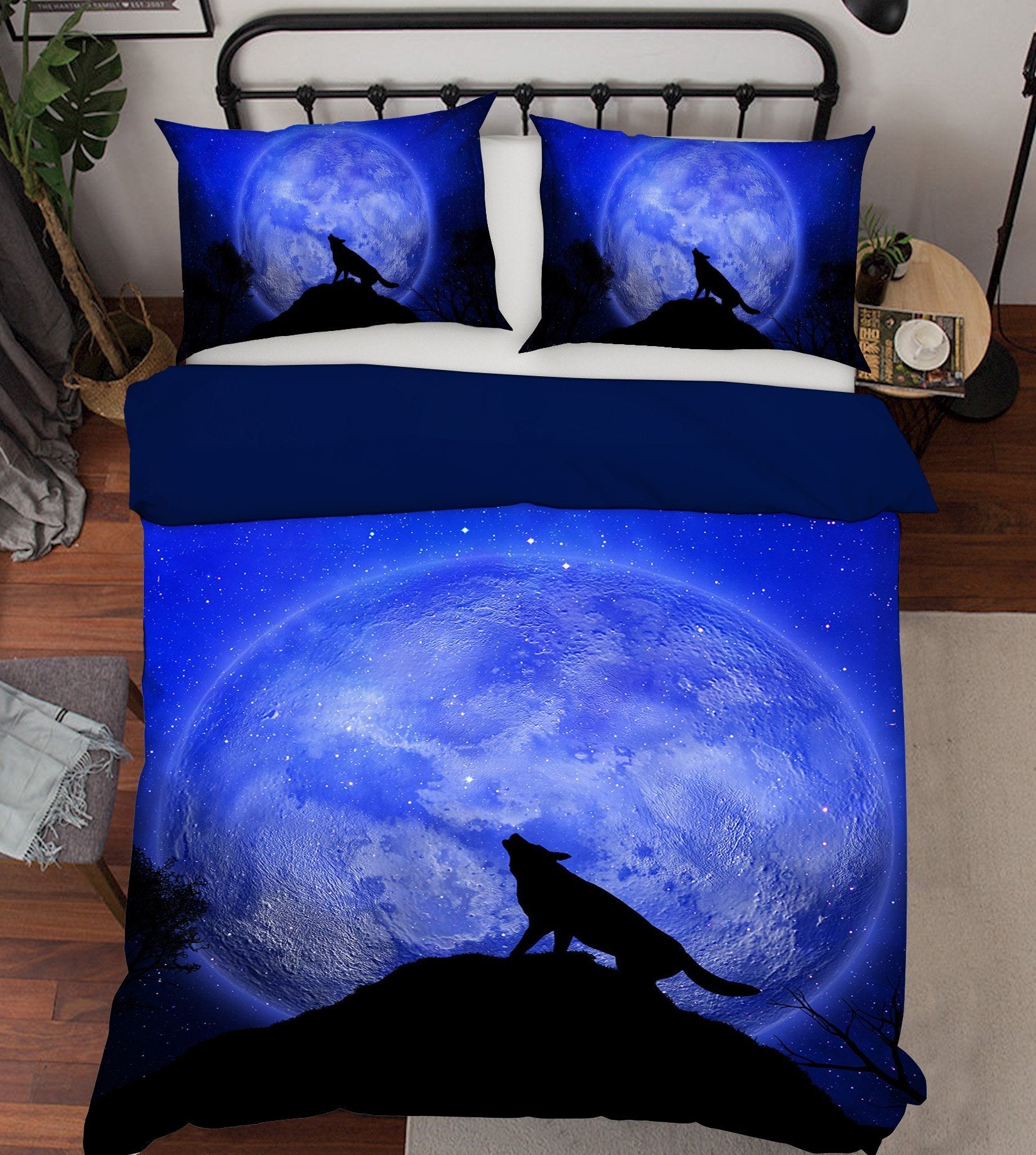 3D Moon Wolf 1906 Bed Pillowcases Quilt Quiet Covers AJ Creativity Home 