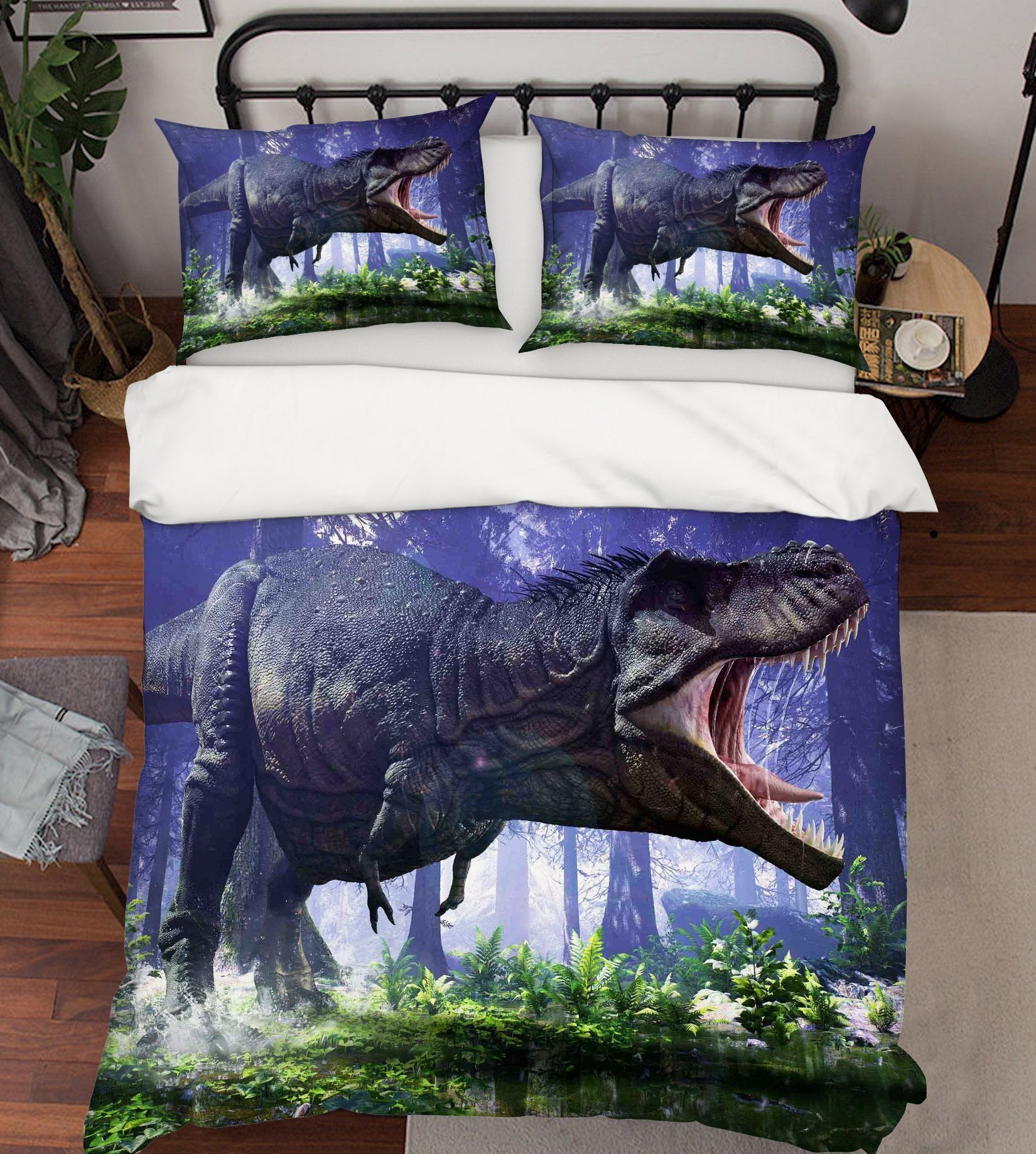 3D Woods Tyrannosaurus Rex 064 Bed Pillowcases Quilt Wallpaper AJ Wallpaper 