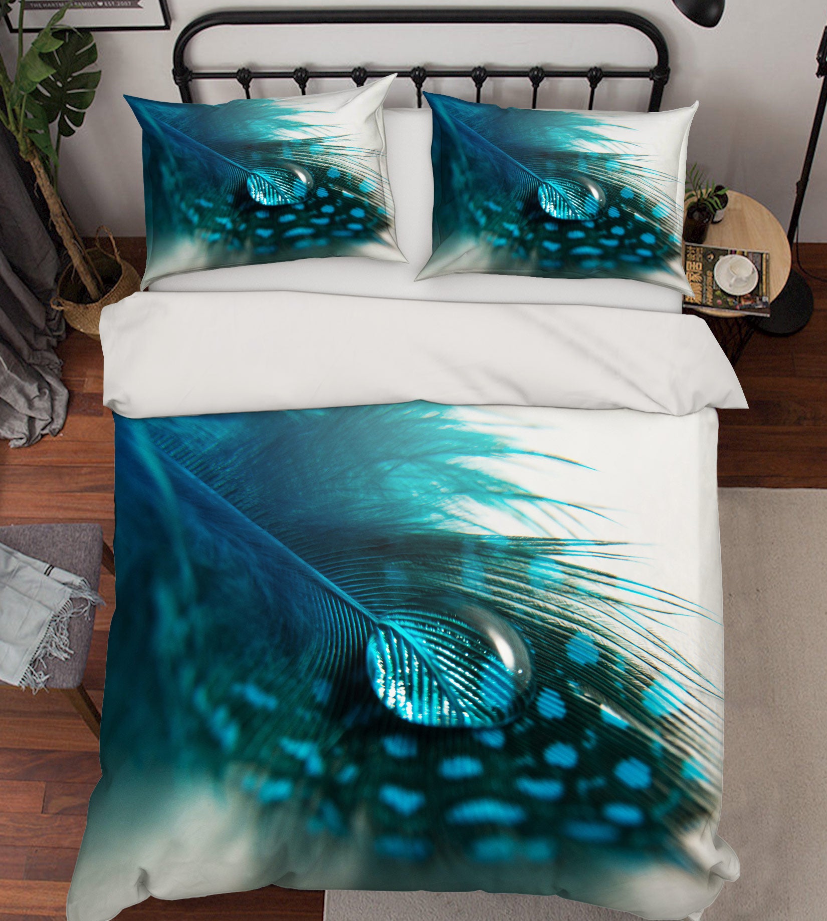3D Peacock Feather 72008 Bed Pillowcases Quilt