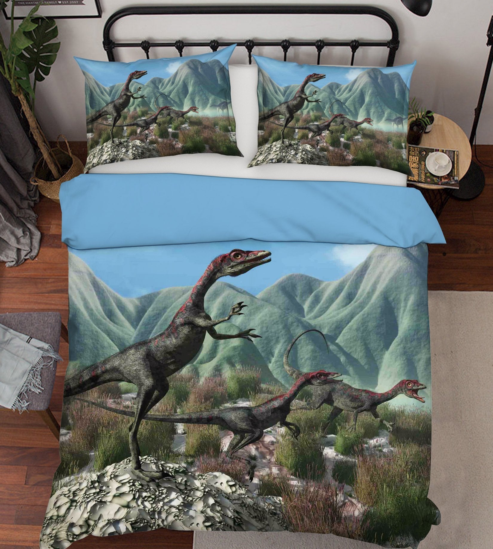 3D Mountain Dinosa 070 Bed Pillowcases Quilt Wallpaper AJ Wallpaper 