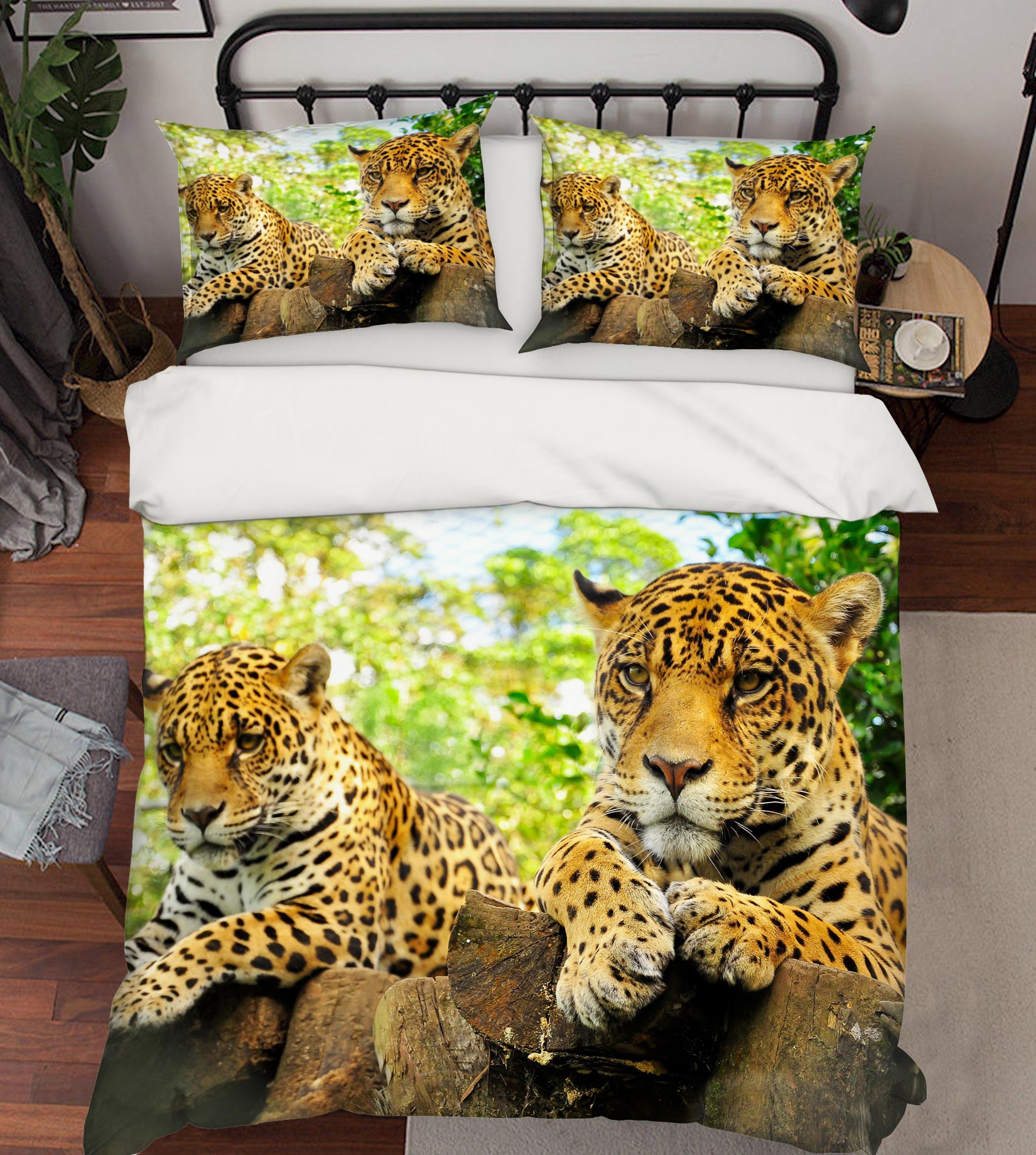 3D Two Leopards 72023 Bed Pillowcases Quilt