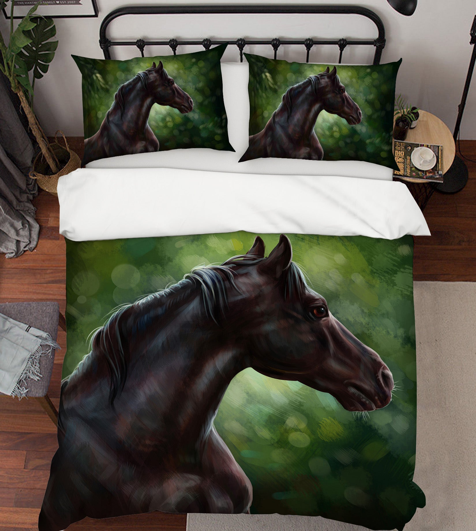 3D Black Horse 033 Bed Pillowcases Quilt