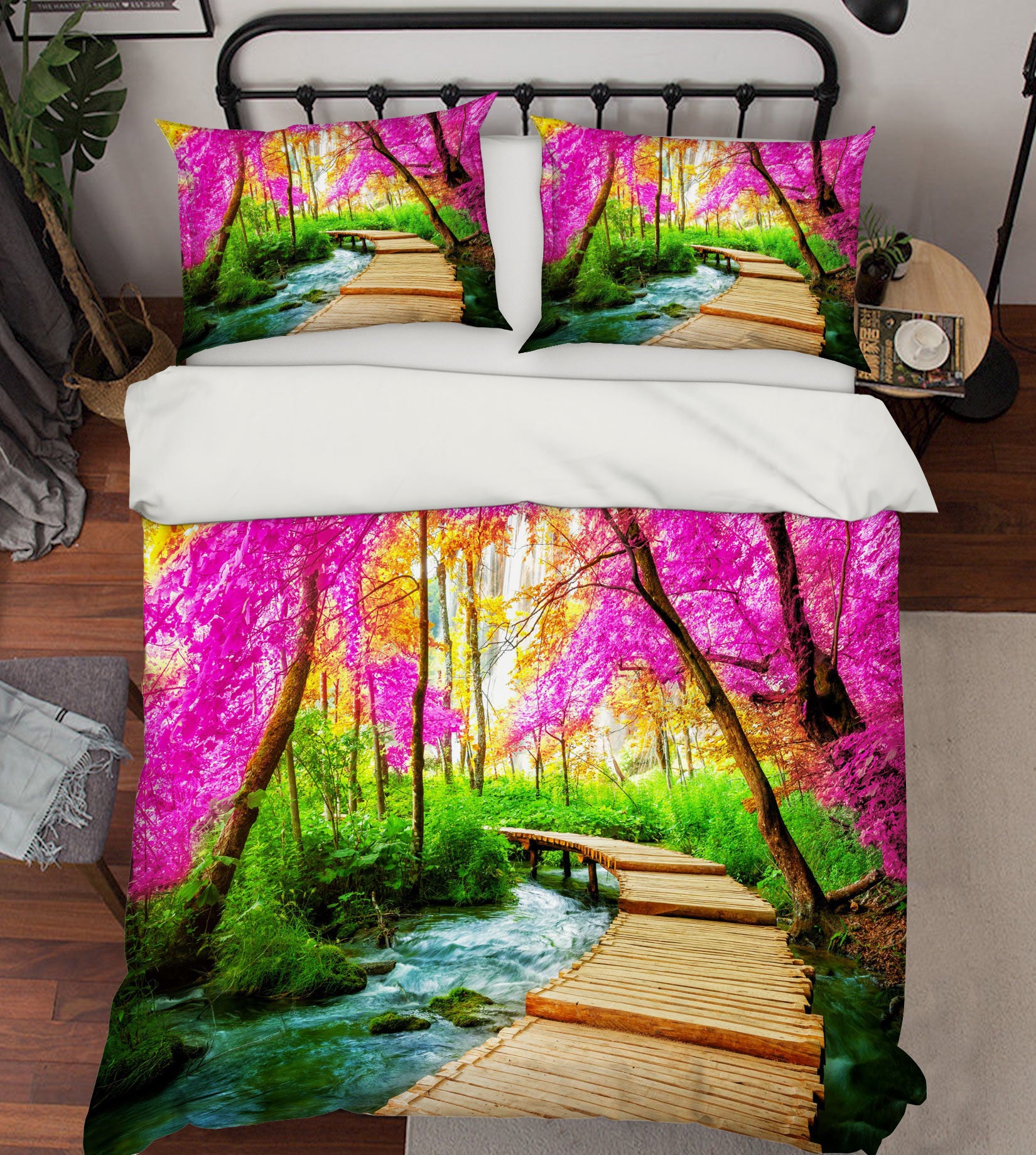 3D Corridor Flower Tree 67127 Bed Pillowcases Quilt