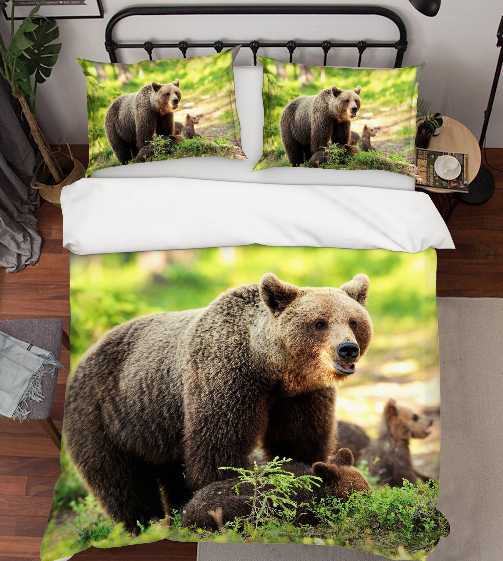 3D Black Bear 111 Bed Pillowcases Quilt