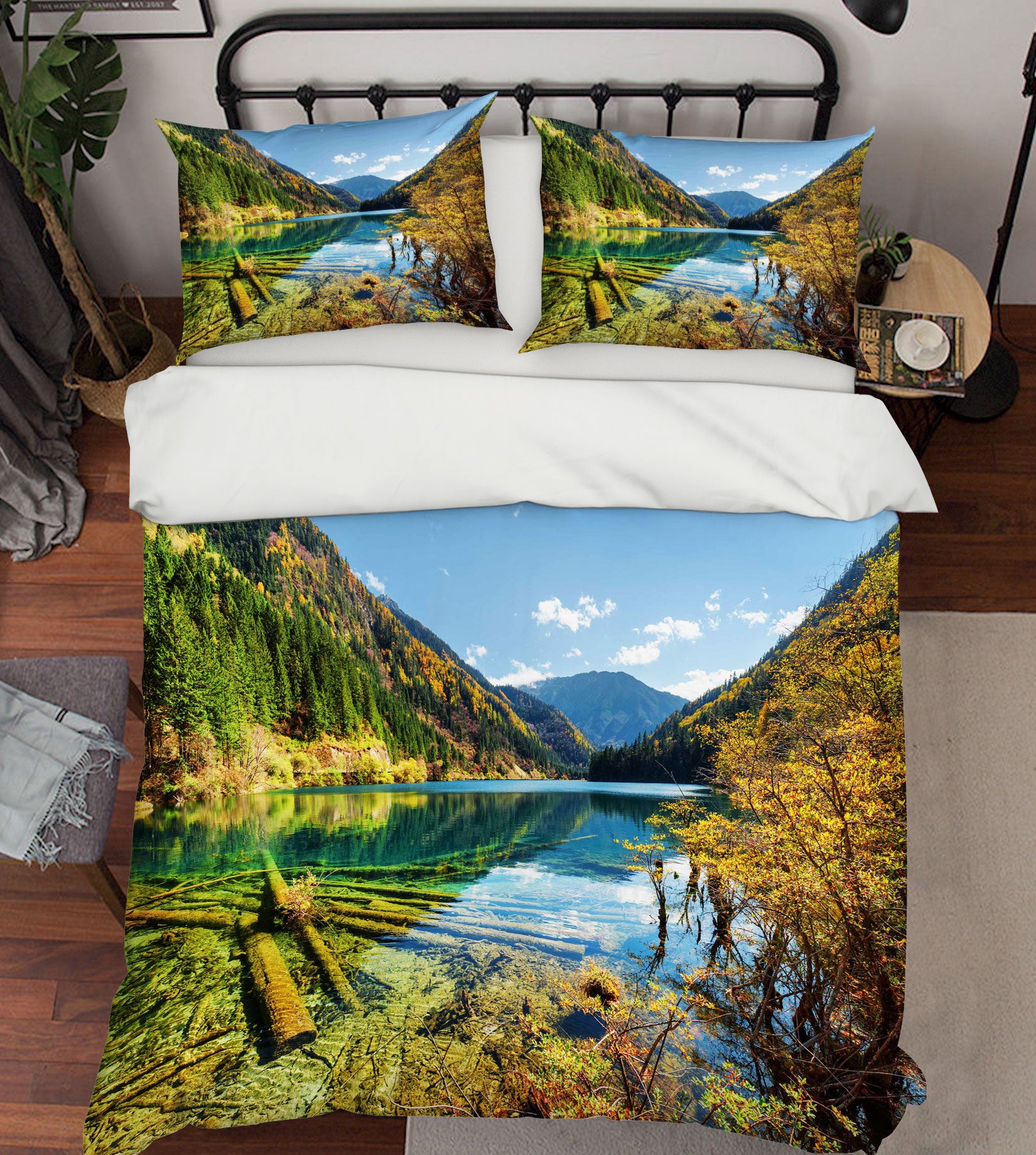 3D Mountains Rivers 67177 Bed Pillowcases Quilt