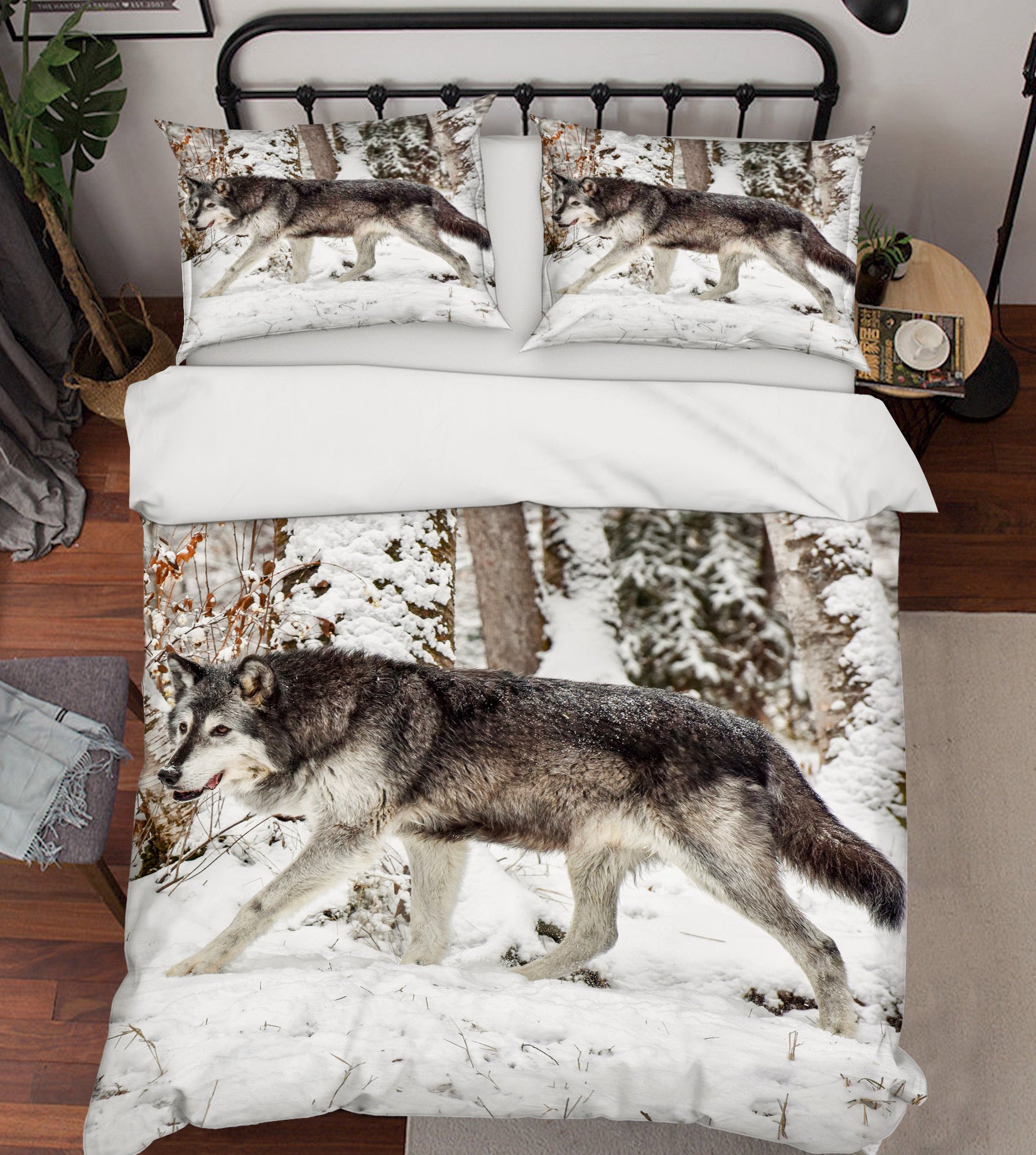 3D Snowfield Wolf 72006 Bed Pillowcases Quilt