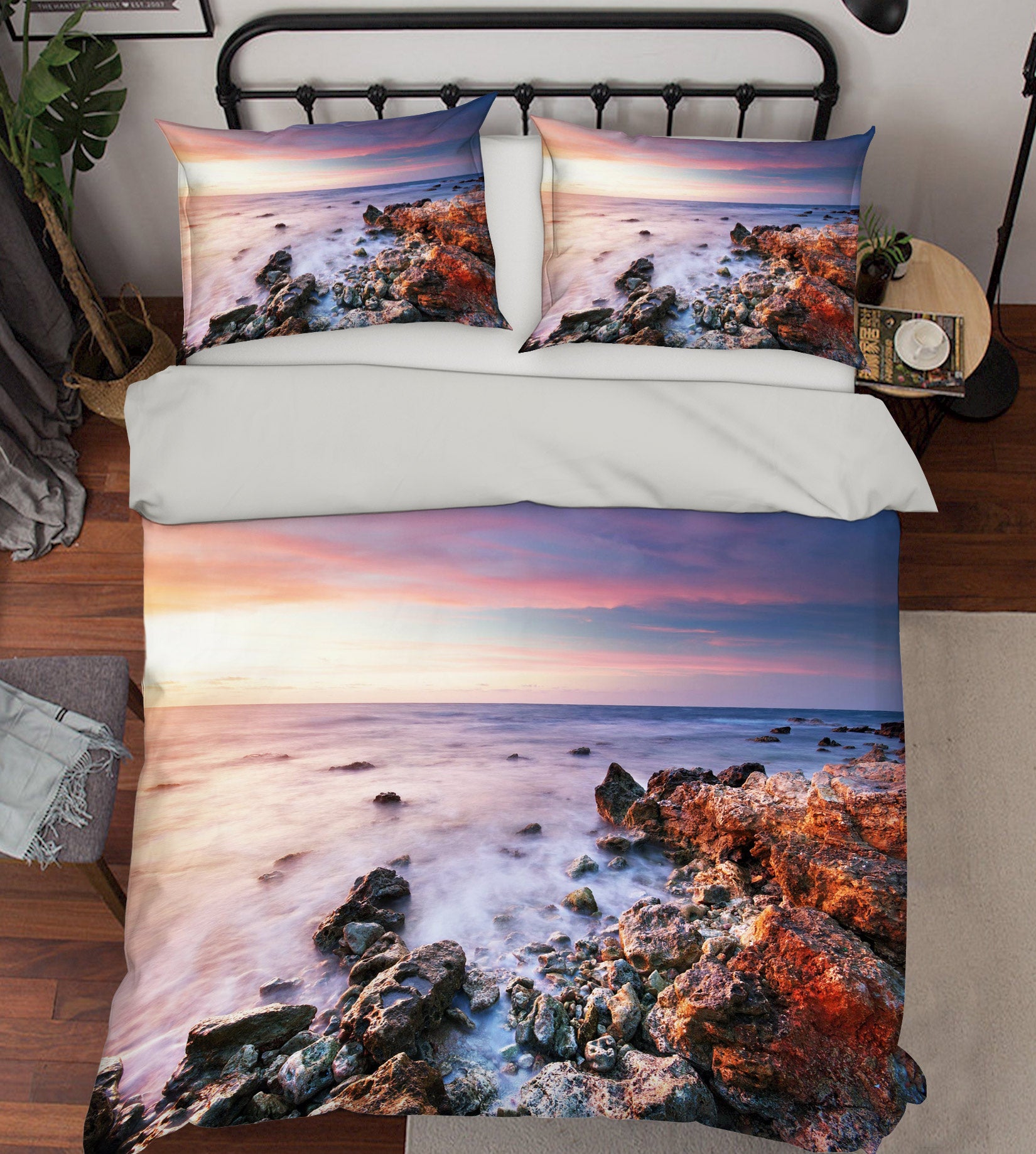 3D Seaside Stones 67114 Bed Pillowcases Quilt