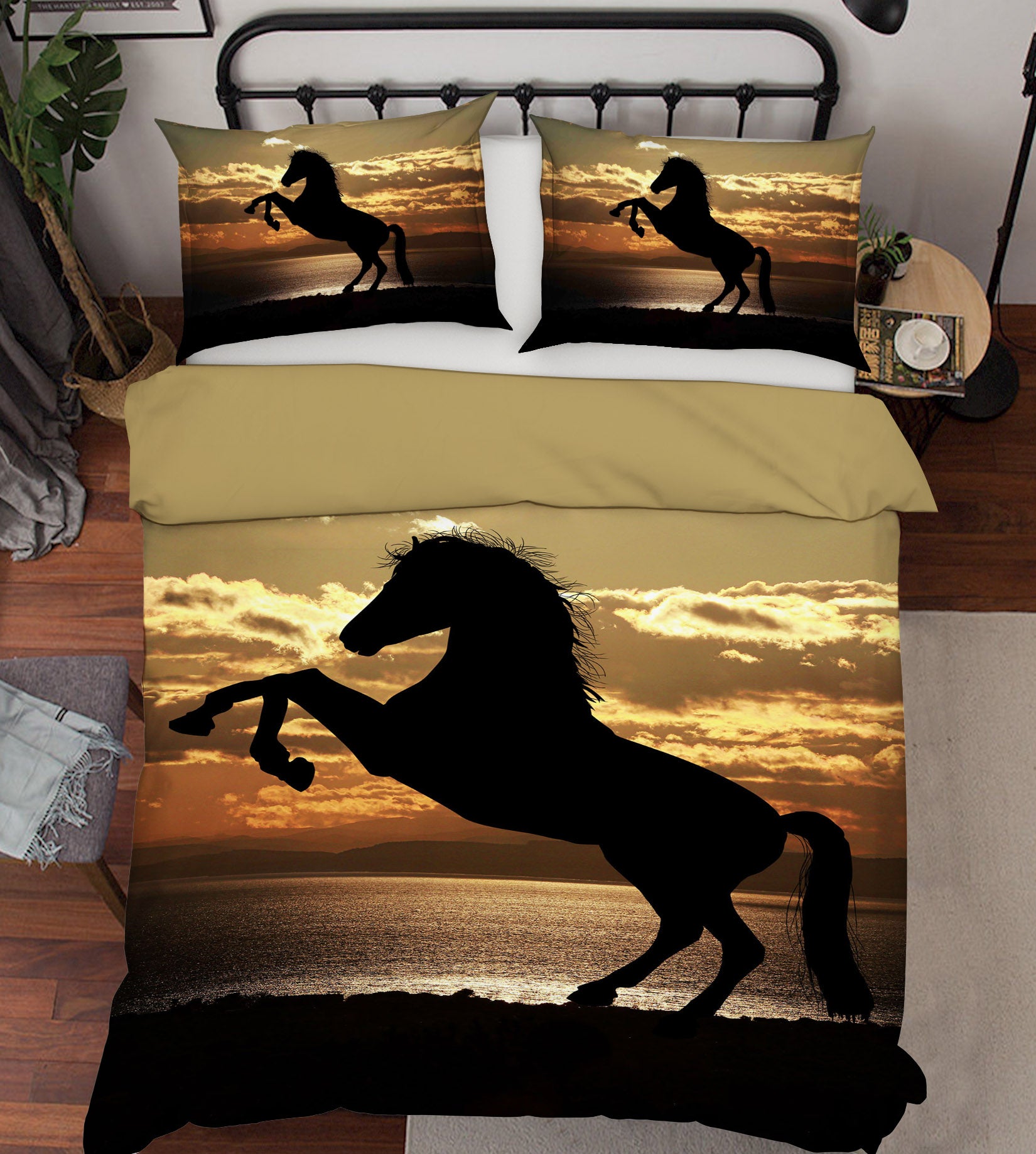 3D Sunset Standing Horse 063 Bed Pillowcases Quilt