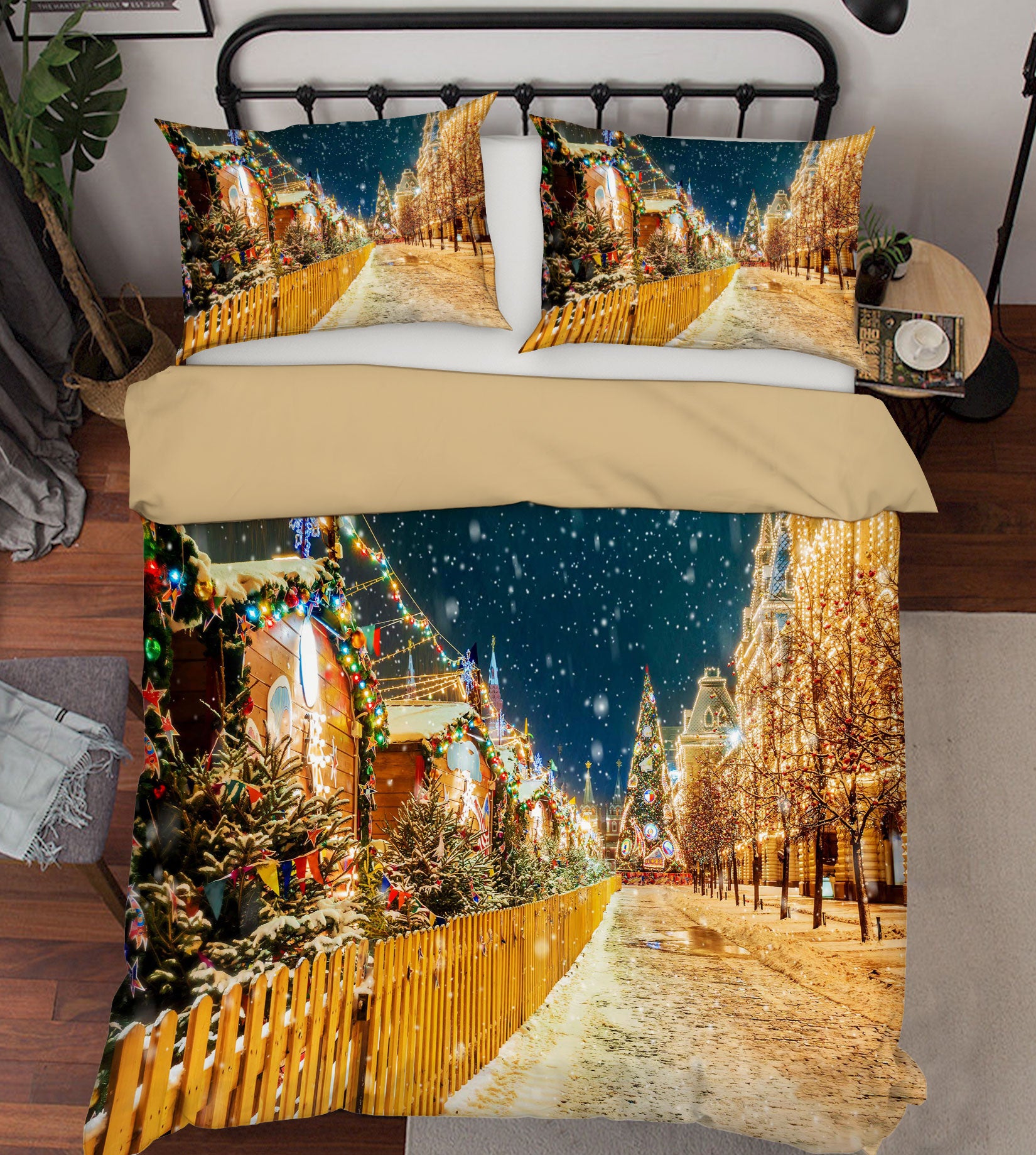 3D Street Snow 52157 Christmas Quilt Duvet Cover Xmas Bed Pillowcases