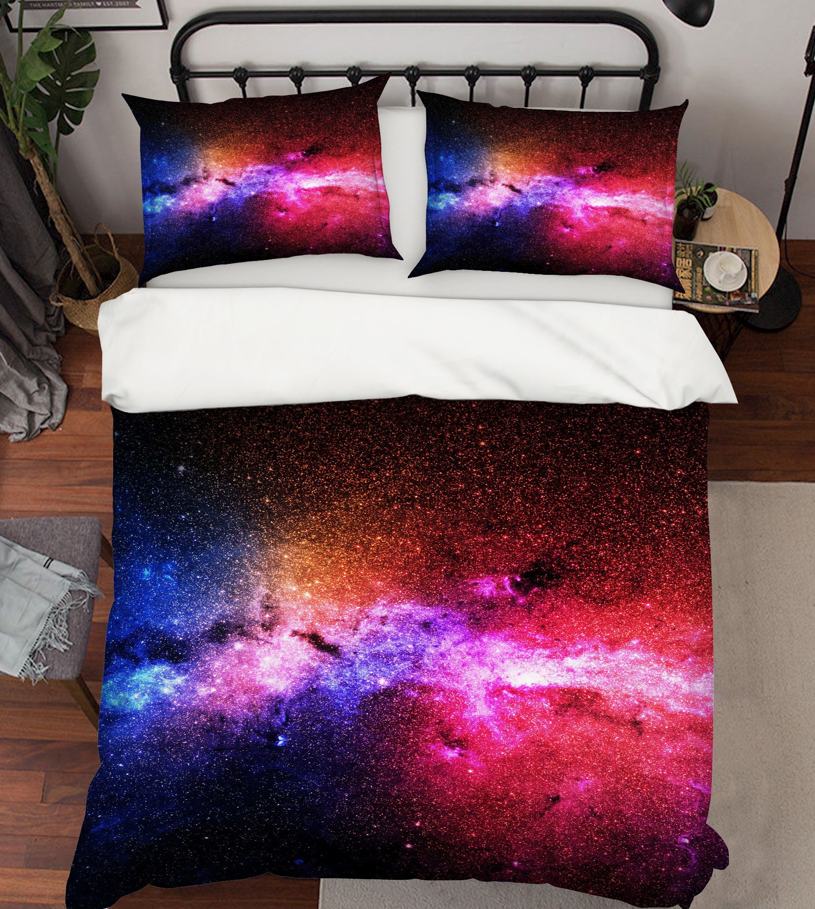 3D Purple Red Starry Sky 67070 Bed Pillowcases Quilt