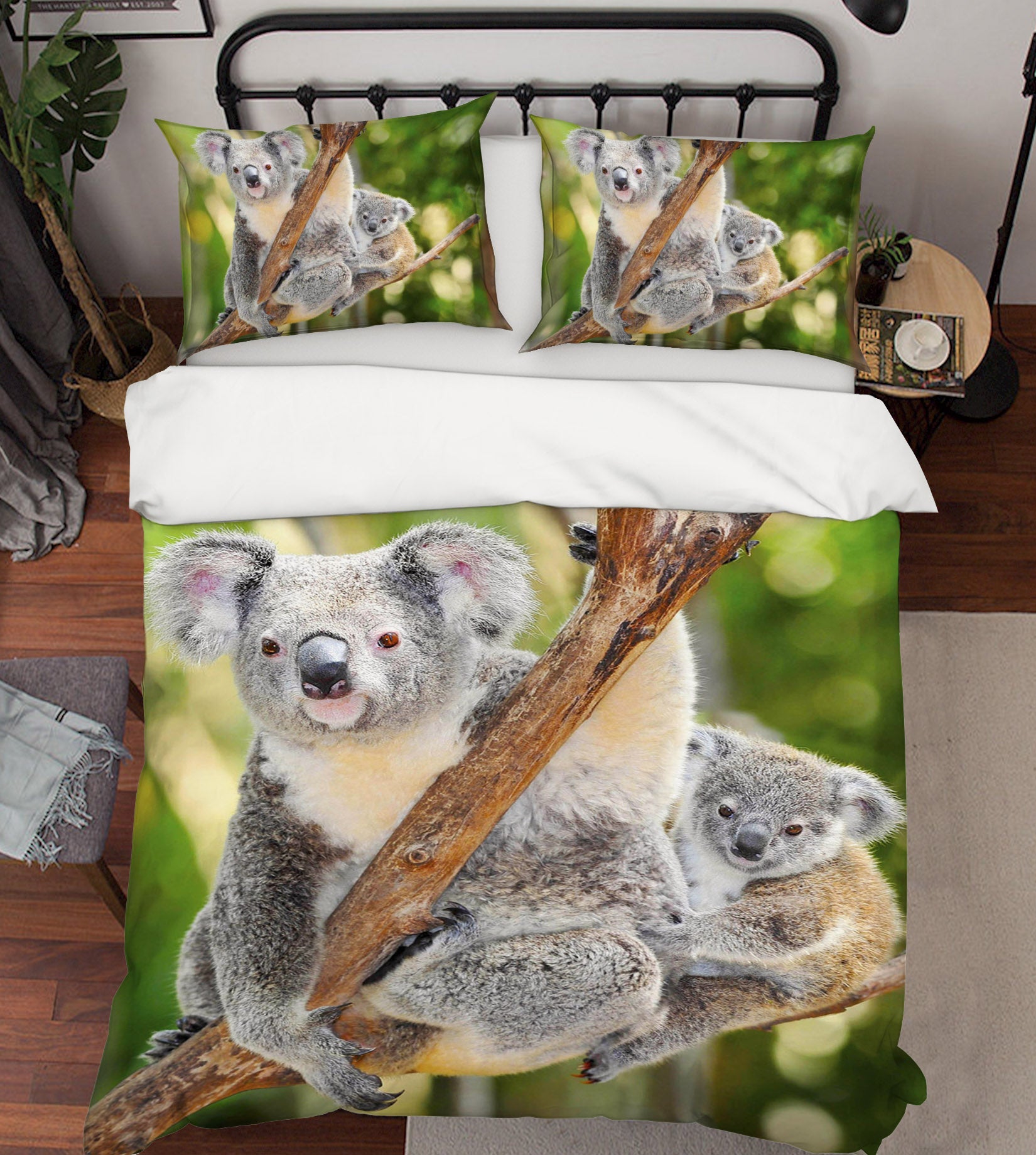 3D Koala Branches 079 Bed Pillowcases Quilt