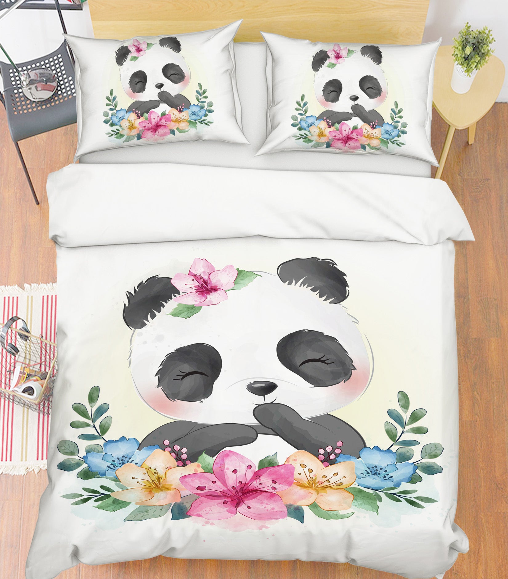 3D Flower Panda 63218 Bed Pillowcases Quilt