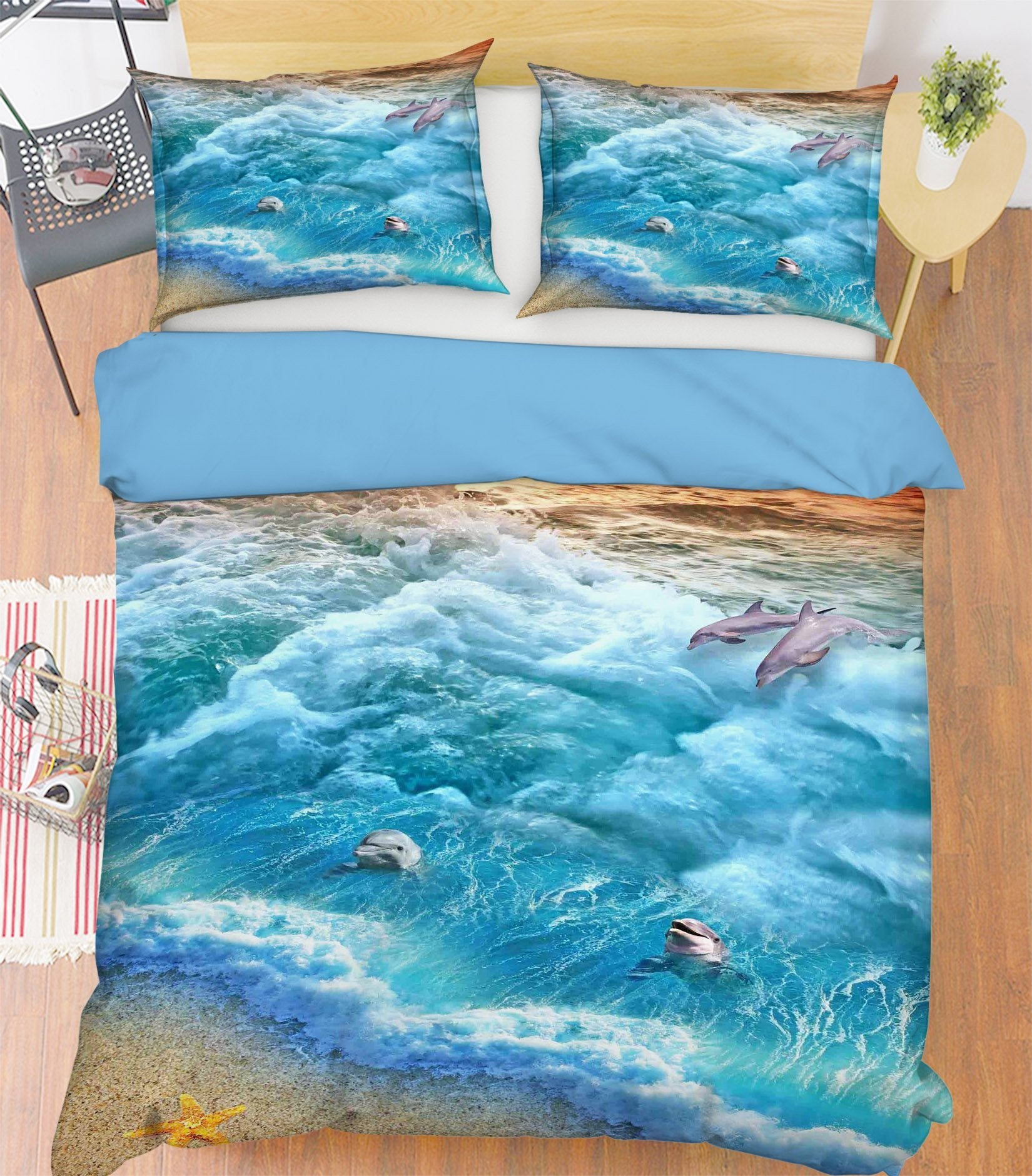 3D Dolphin Starfish 211 Bed Pillowcases Quilt Wallpaper AJ Wallpaper 