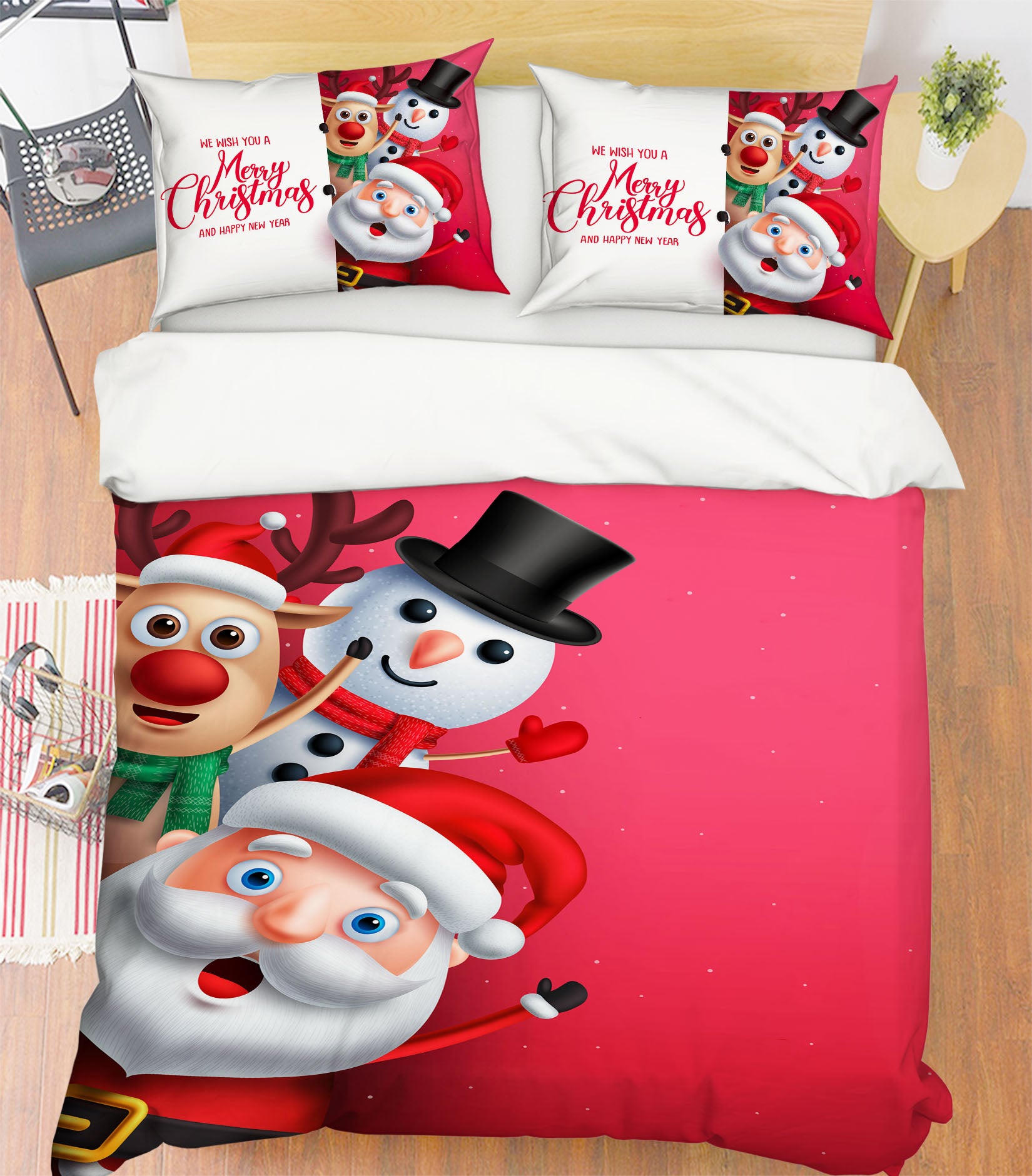 3D Santa Snowman 52167 Christmas Quilt Duvet Cover Xmas Bed Pillowcases