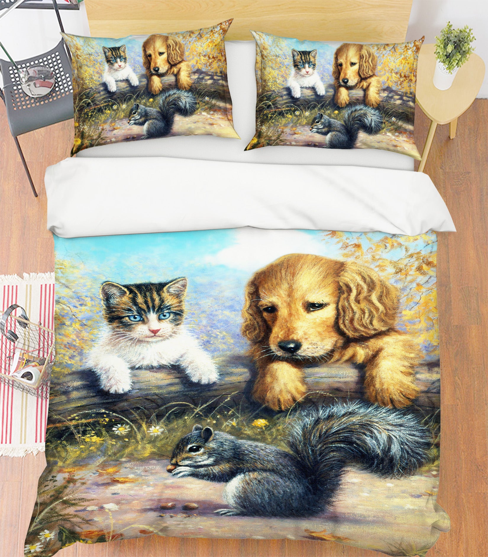 3D Cat Dog Squirrel 12502 Kevin Walsh Bedding Bed Pillowcases Quilt