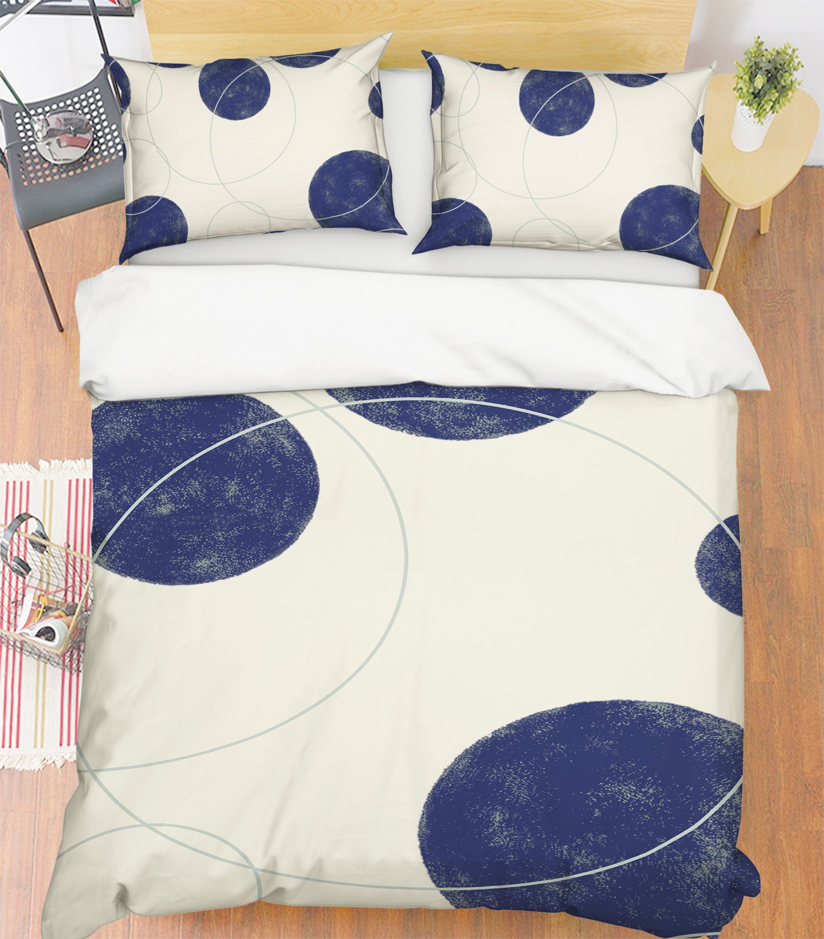 3D Blue Round Pattern 076 Bed Pillowcases Quilt