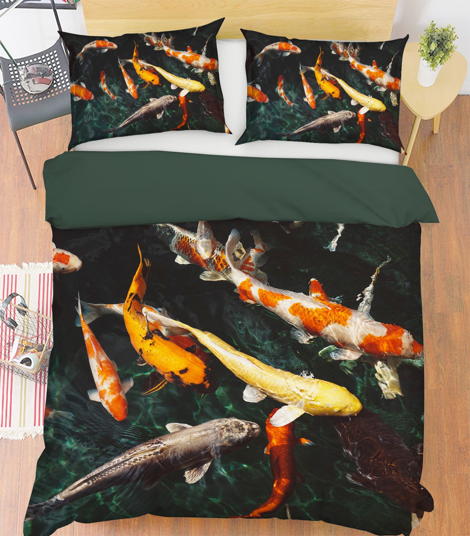 3D Goldfish River 081 Bed Pillowcases Quilt