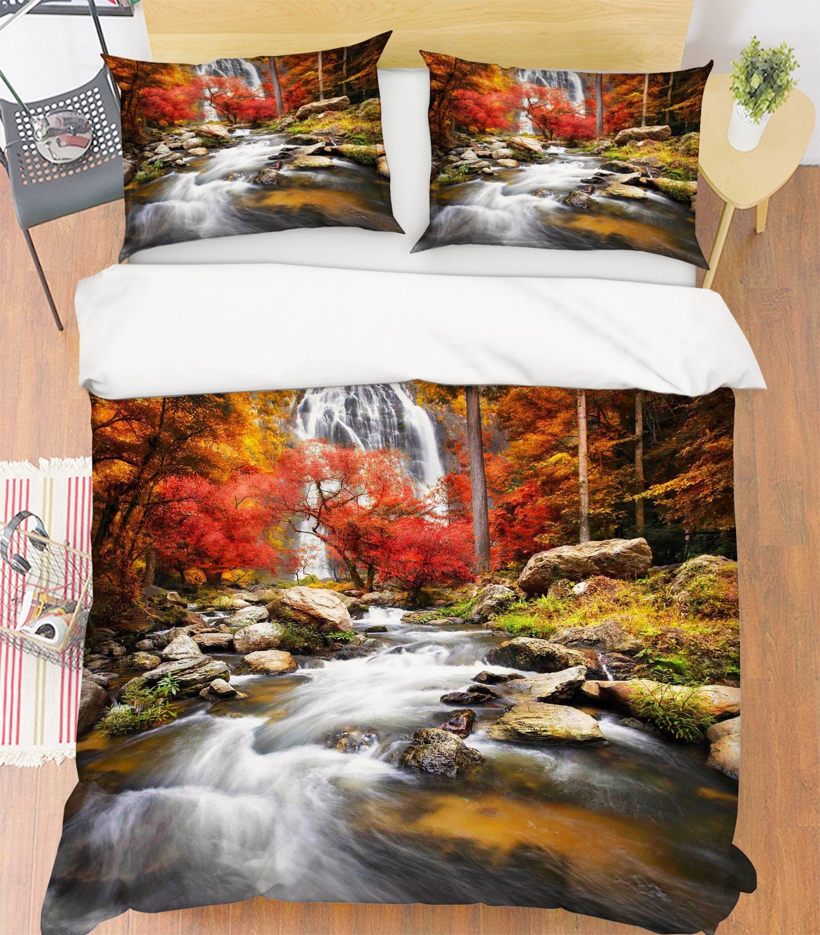 3D Waterfall Rapids 162 Bed Pillowcases Quilt Wallpaper AJ Wallpaper 