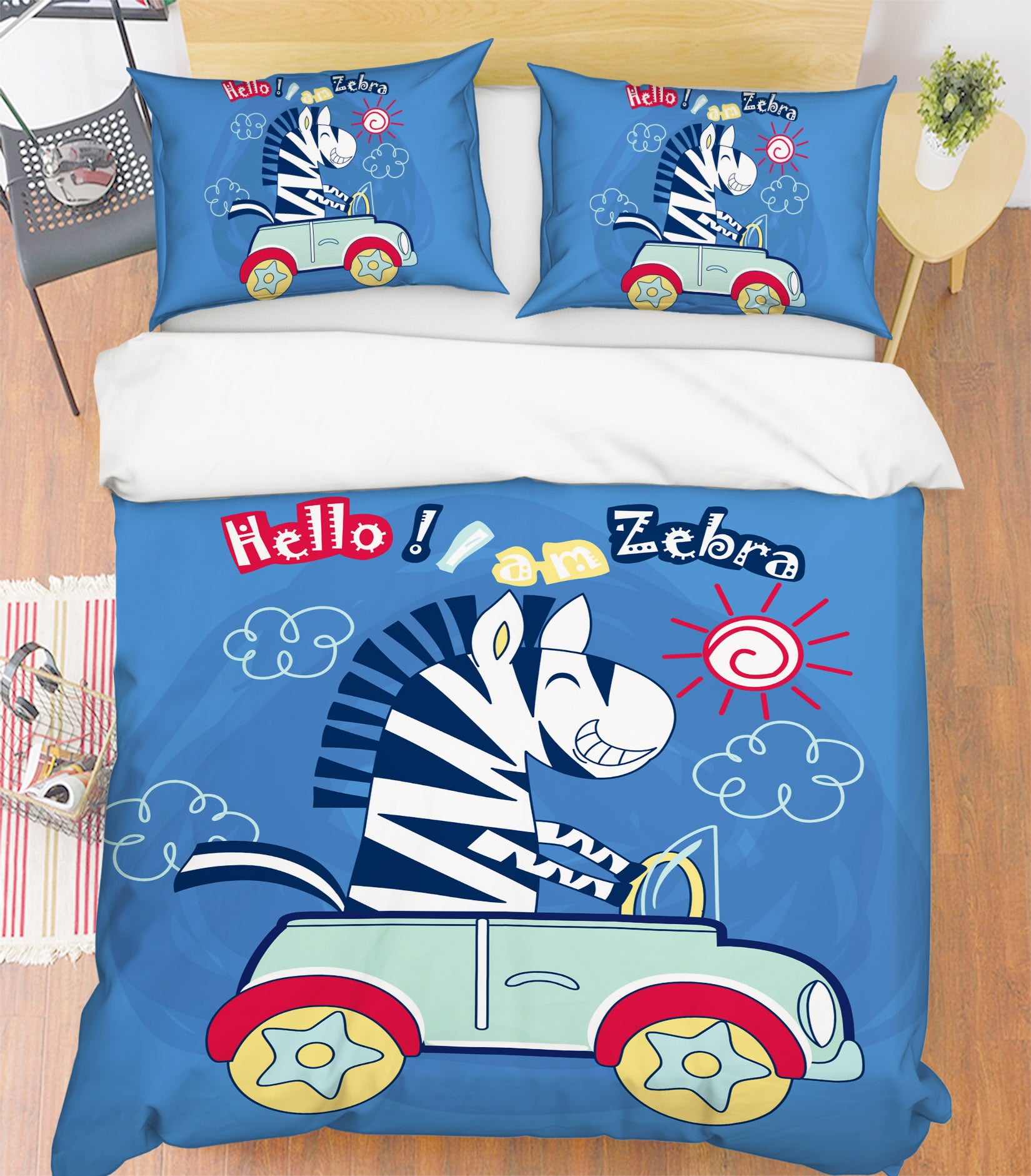 3D Car Zebra 64030 Bed Pillowcases Quilt