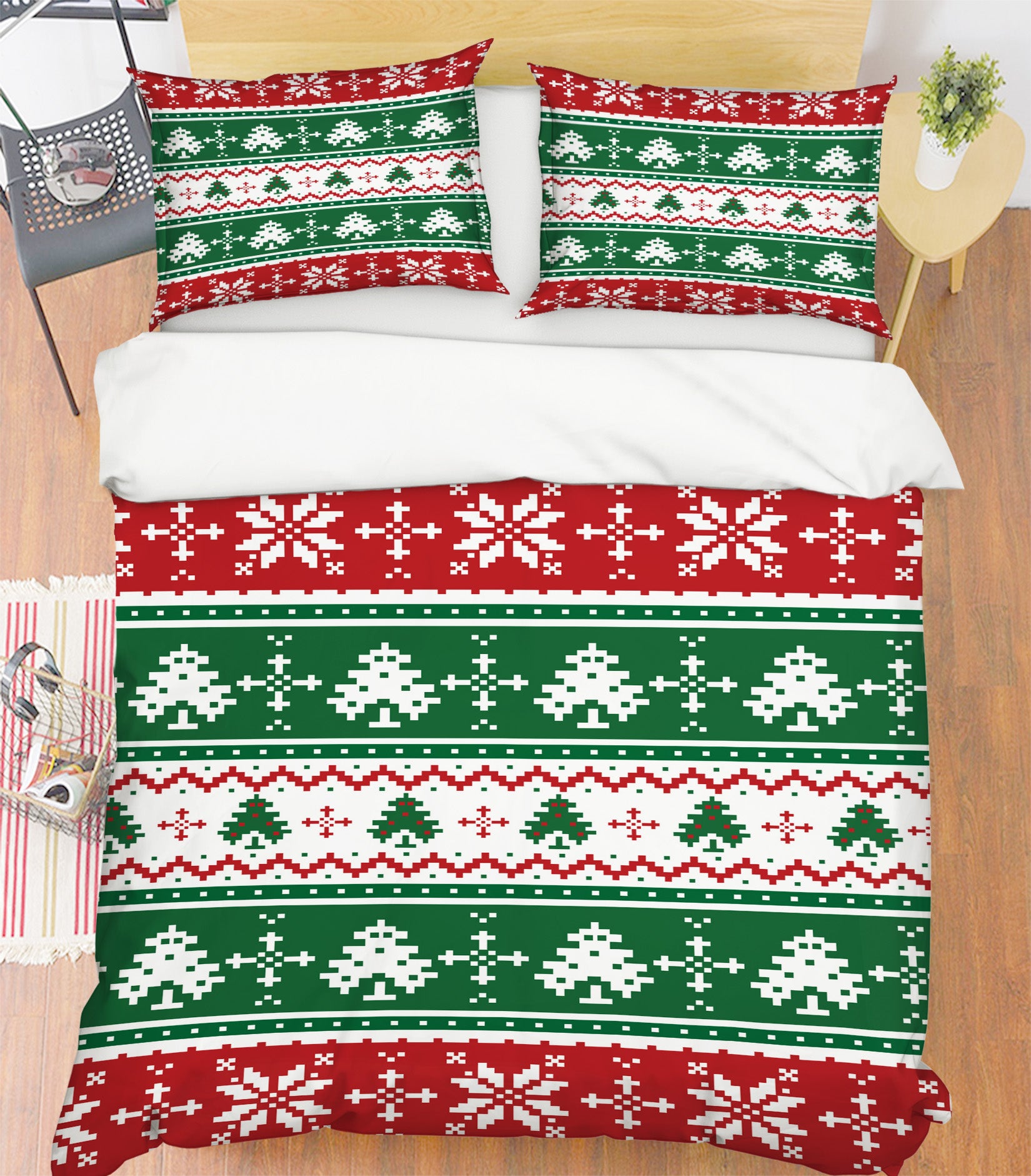 3D Tree Snowflake Pattern 53046 Christmas Quilt Duvet Cover Xmas Bed Pillowcases