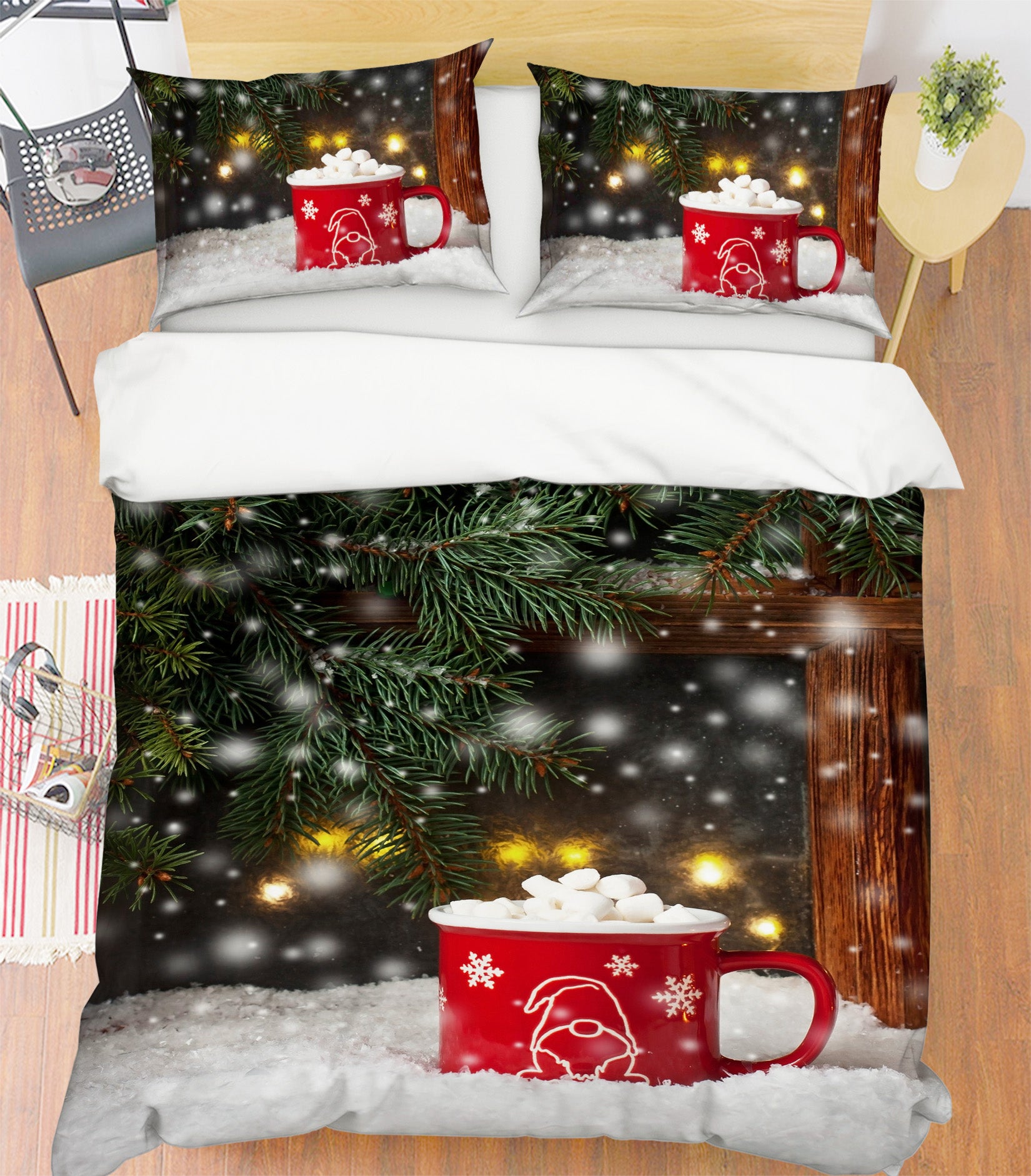 3D Snow Cup 53048 Christmas Quilt Duvet Cover Xmas Bed Pillowcases