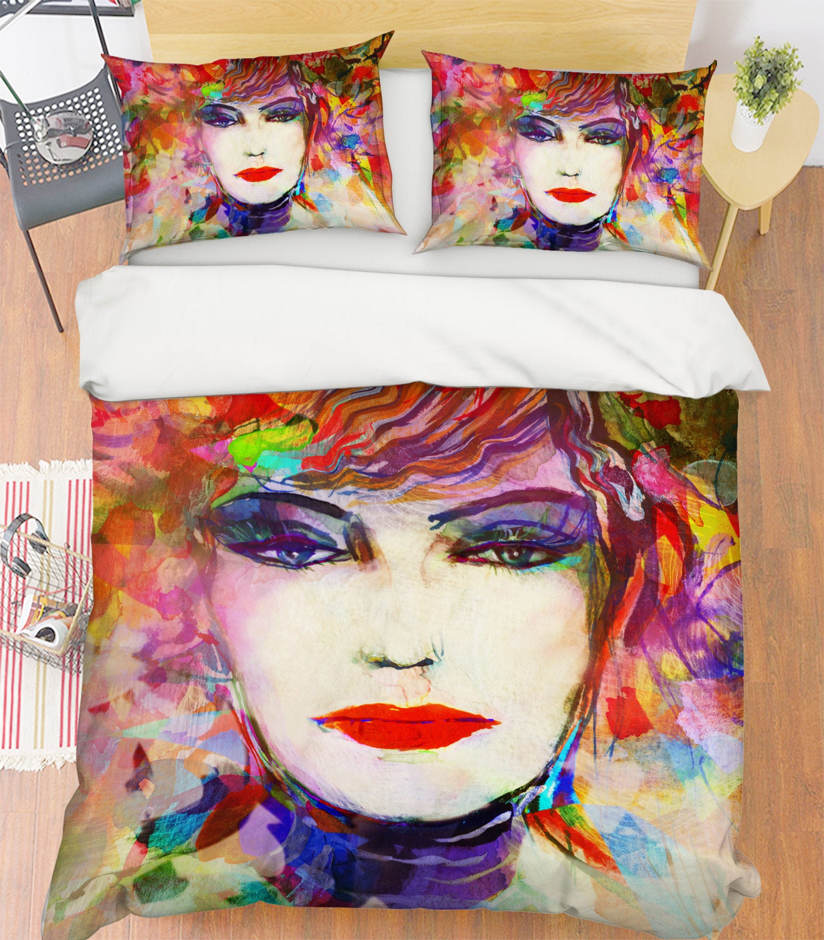 3D Makeup Model 008 Bed Pillowcases Quilt