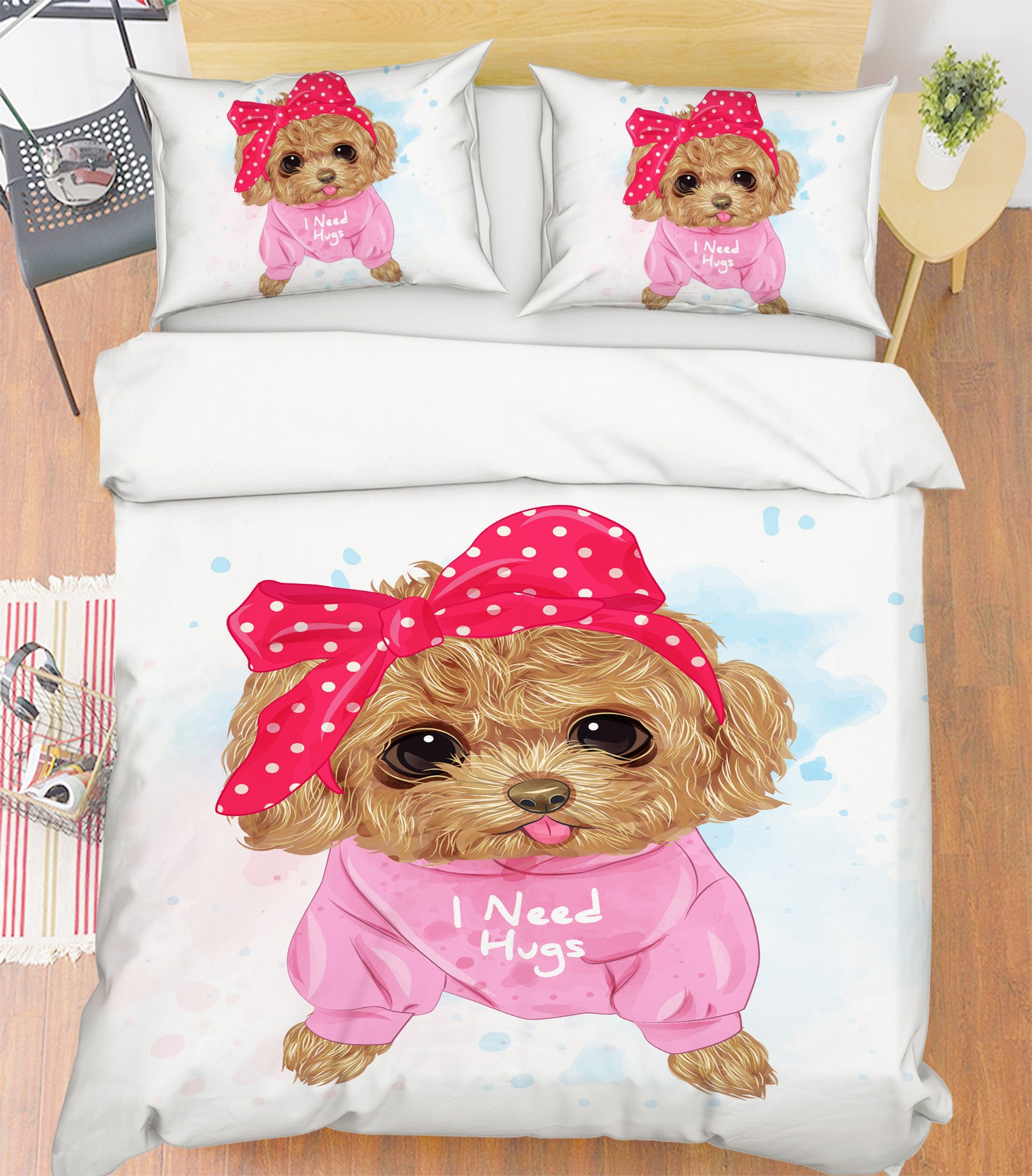 3D Teddy Dog 67012 Bed Pillowcases Quilt