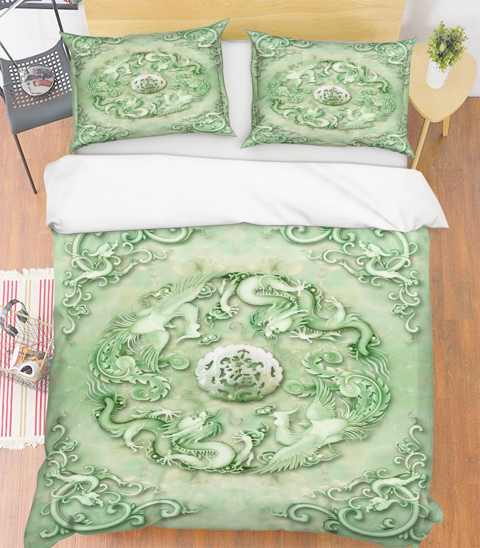 3D Jade Dragon 201 Bed Pillowcases Quilt Wallpaper AJ Wallpaper 