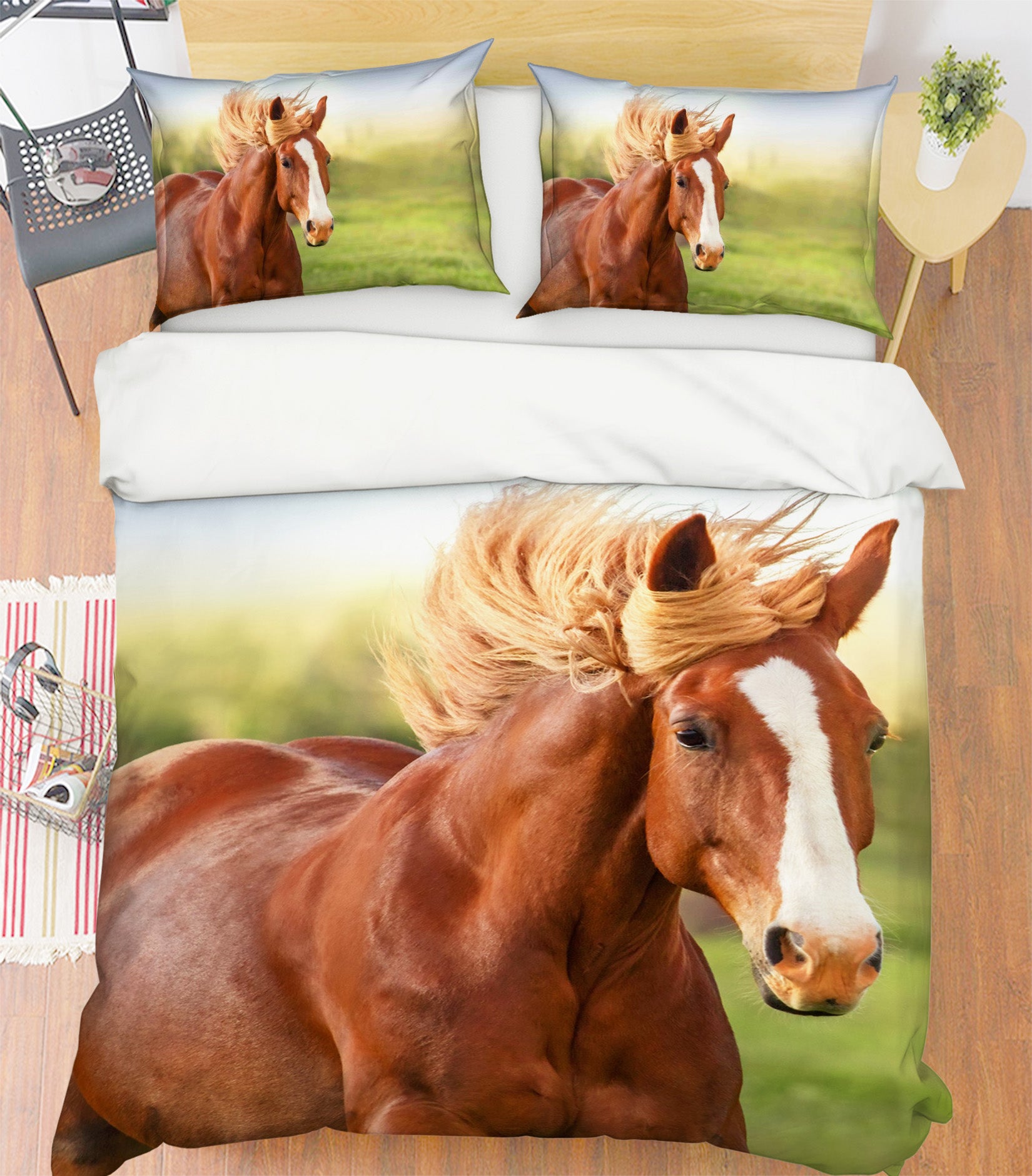 3D Brown Horse 060 Bed Pillowcases Quilt