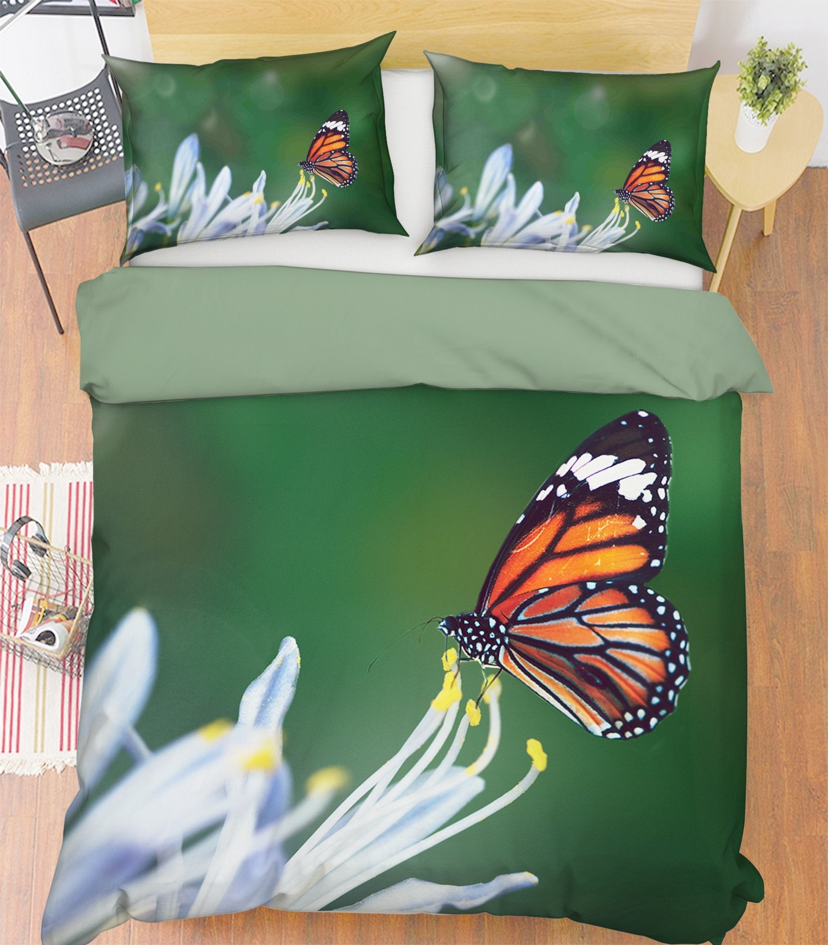 3D Flower Butterfly 1949 Bed Pillowcases Quilt Quiet Covers AJ Creativity Home 