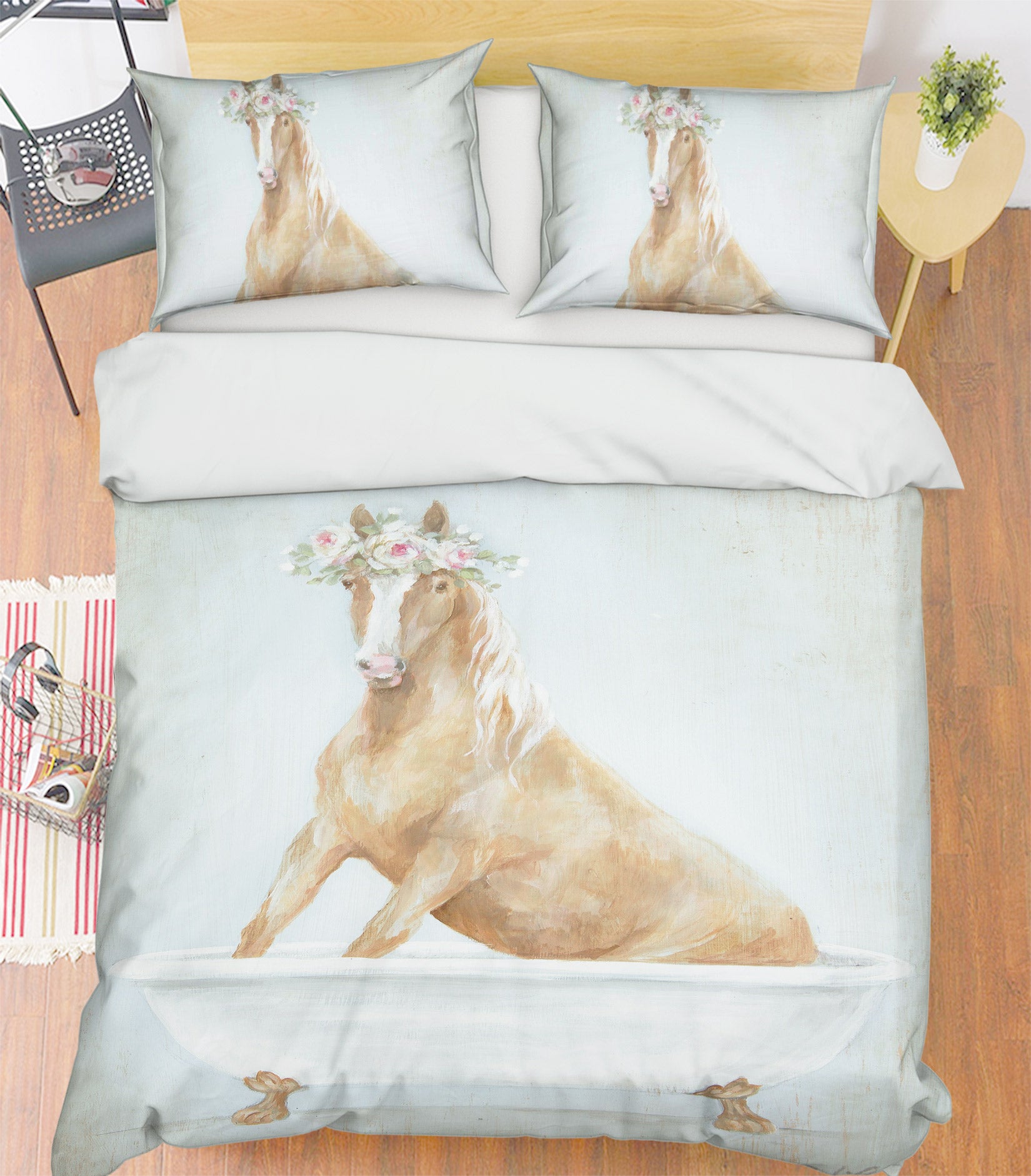 3D Wreath Horse Bathtub 2101 Debi Coules Bedding Bed Pillowcases Quilt