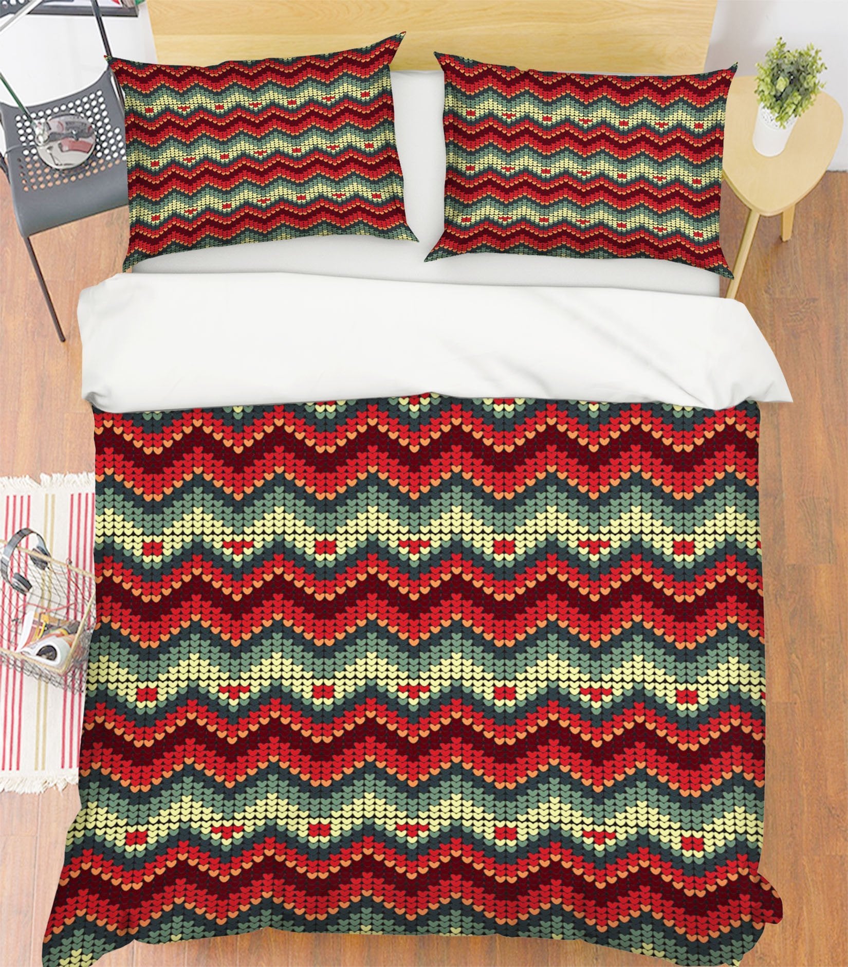 3D Christmas Red Wave 18 Bed Pillowcases Quilt Quiet Covers AJ Creativity Home 