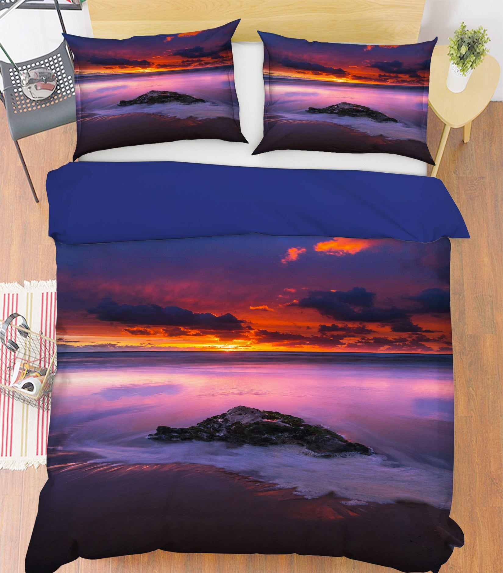 3D Seaside Stones 67083 Bed Pillowcases Quilt