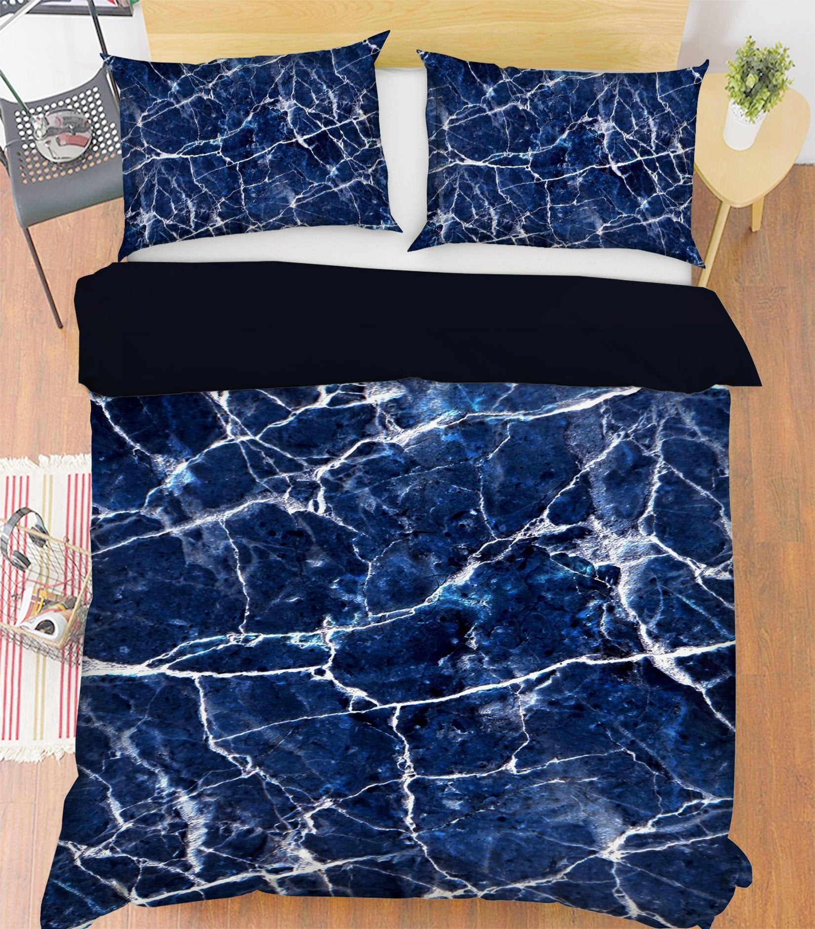 3D Dark Blue Crack 037 Bed Pillowcases Quilt Wallpaper AJ Wallpaper 