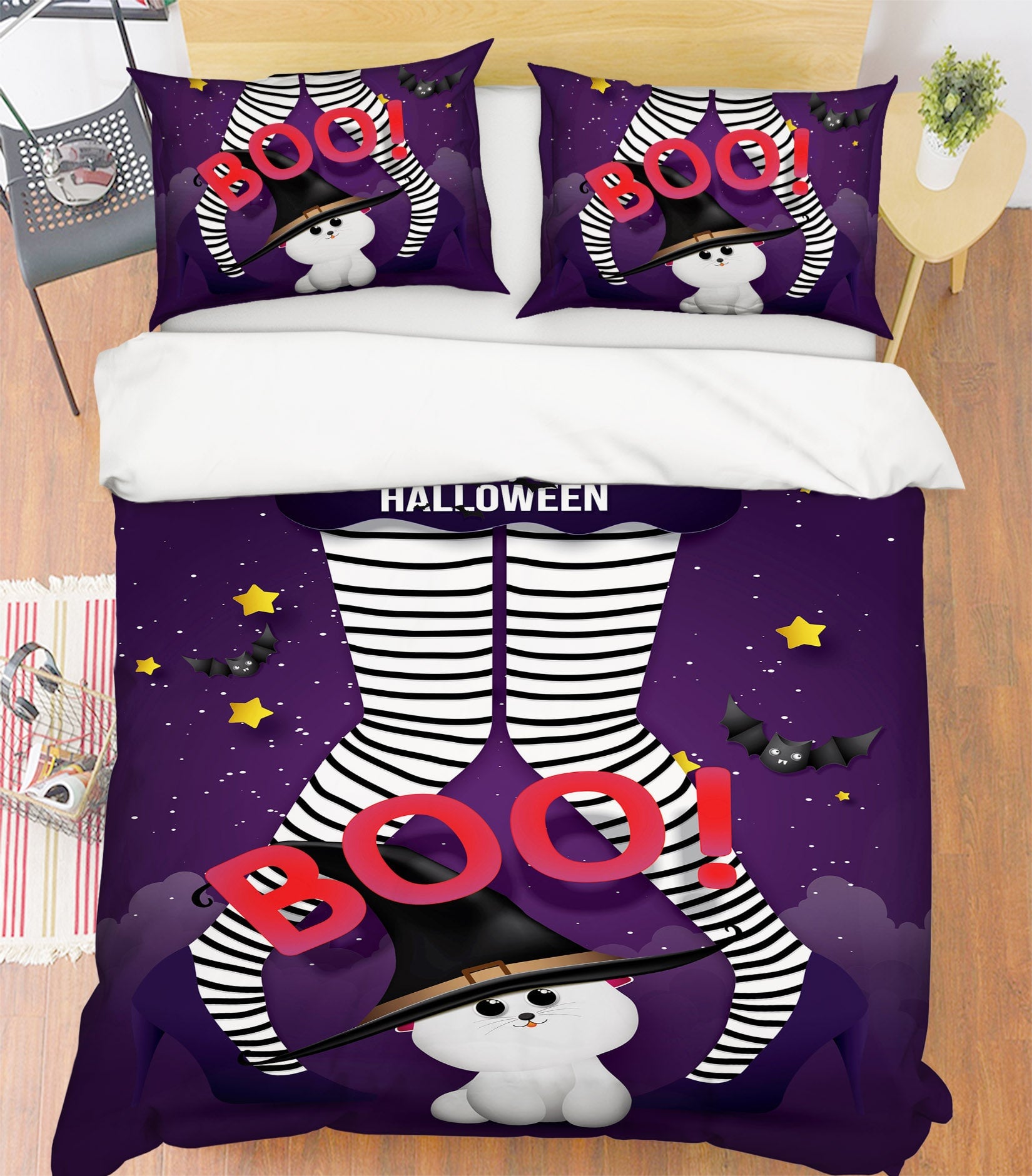 3D High Heel Hat Cat 1205 Halloween Bed Pillowcases Quilt Quiet Covers AJ Creativity Home 