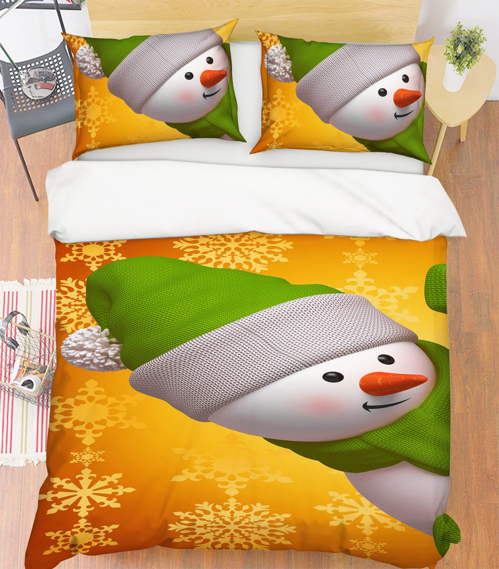 3D Snowman 52229 Christmas Quilt Duvet Cover Xmas Bed Pillowcases